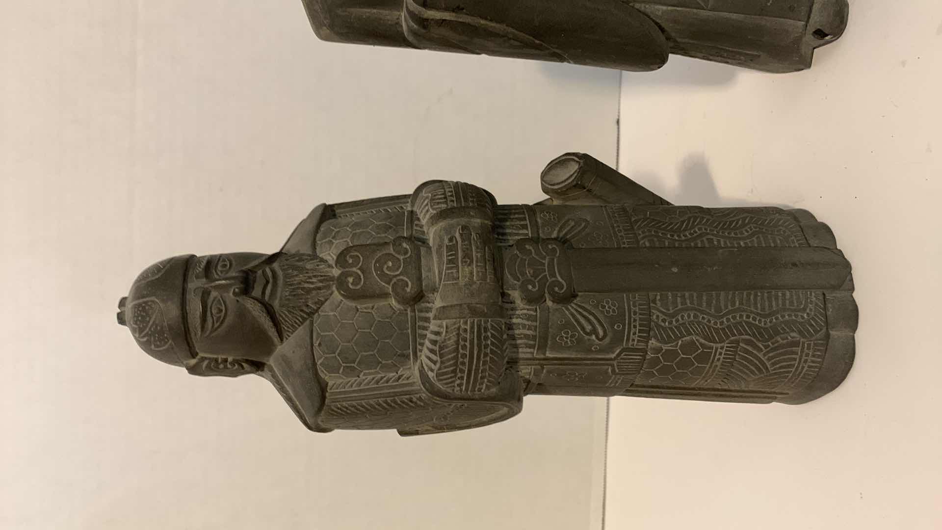 Photo 1 of PAIR OF HEAVY STONE CHINESE TERRA COTTA WARRIORS 11”