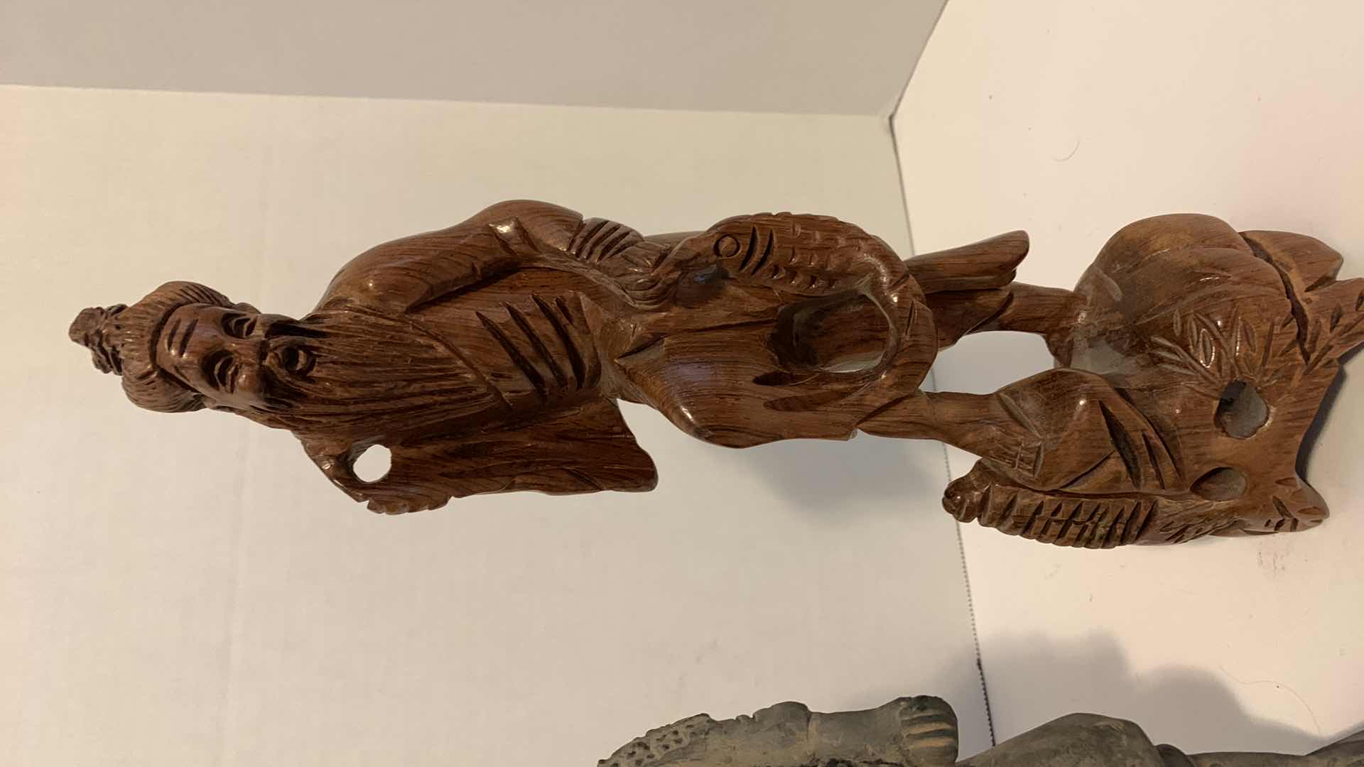 Photo 1 of PAIR OF ORIENTAL INSPIRED STATUES TALLEST IS 12”