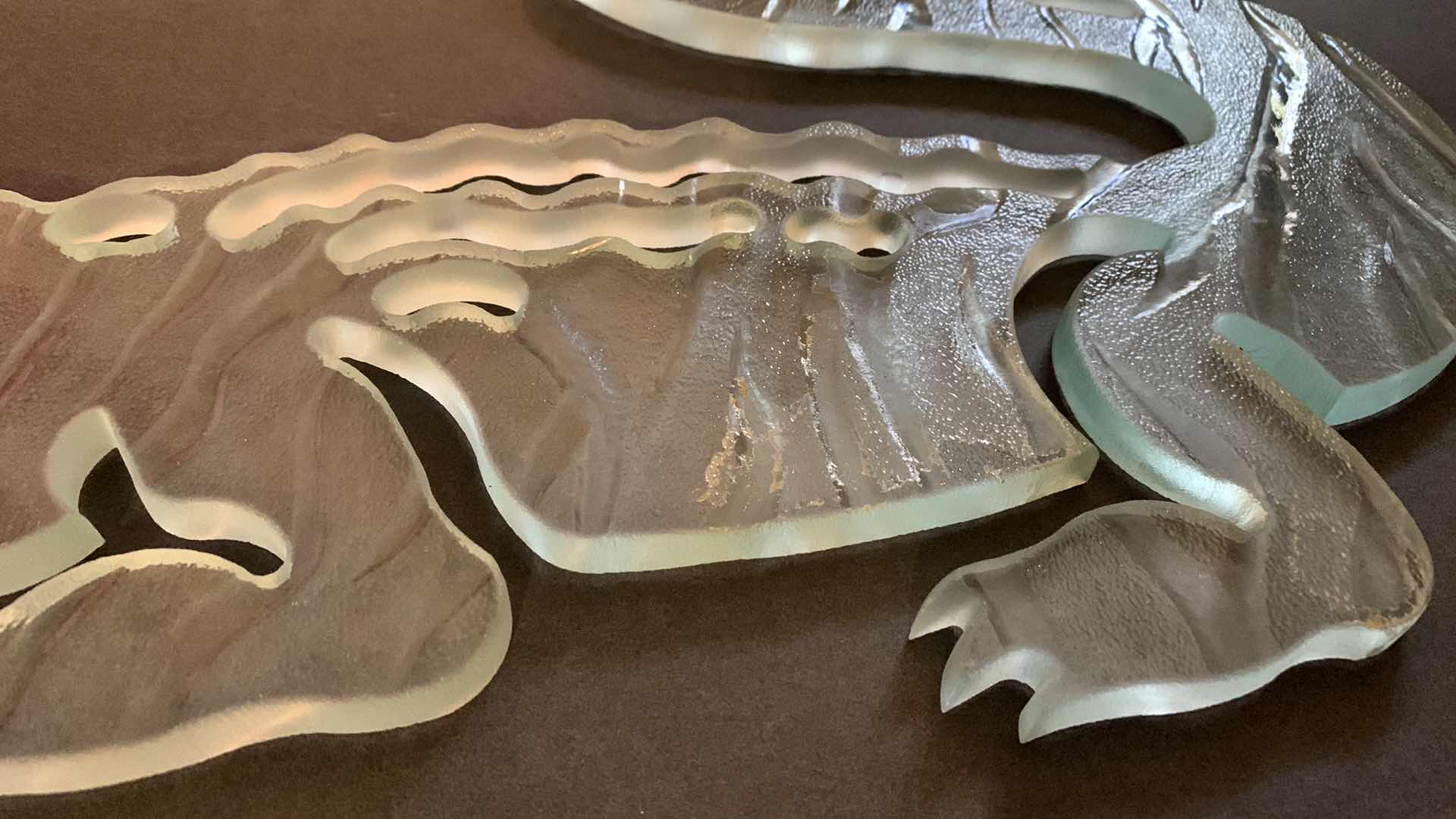 Photo 1 of PAIR OF BEVELED CUT GLASS ALLIGATORS 20” X 9”