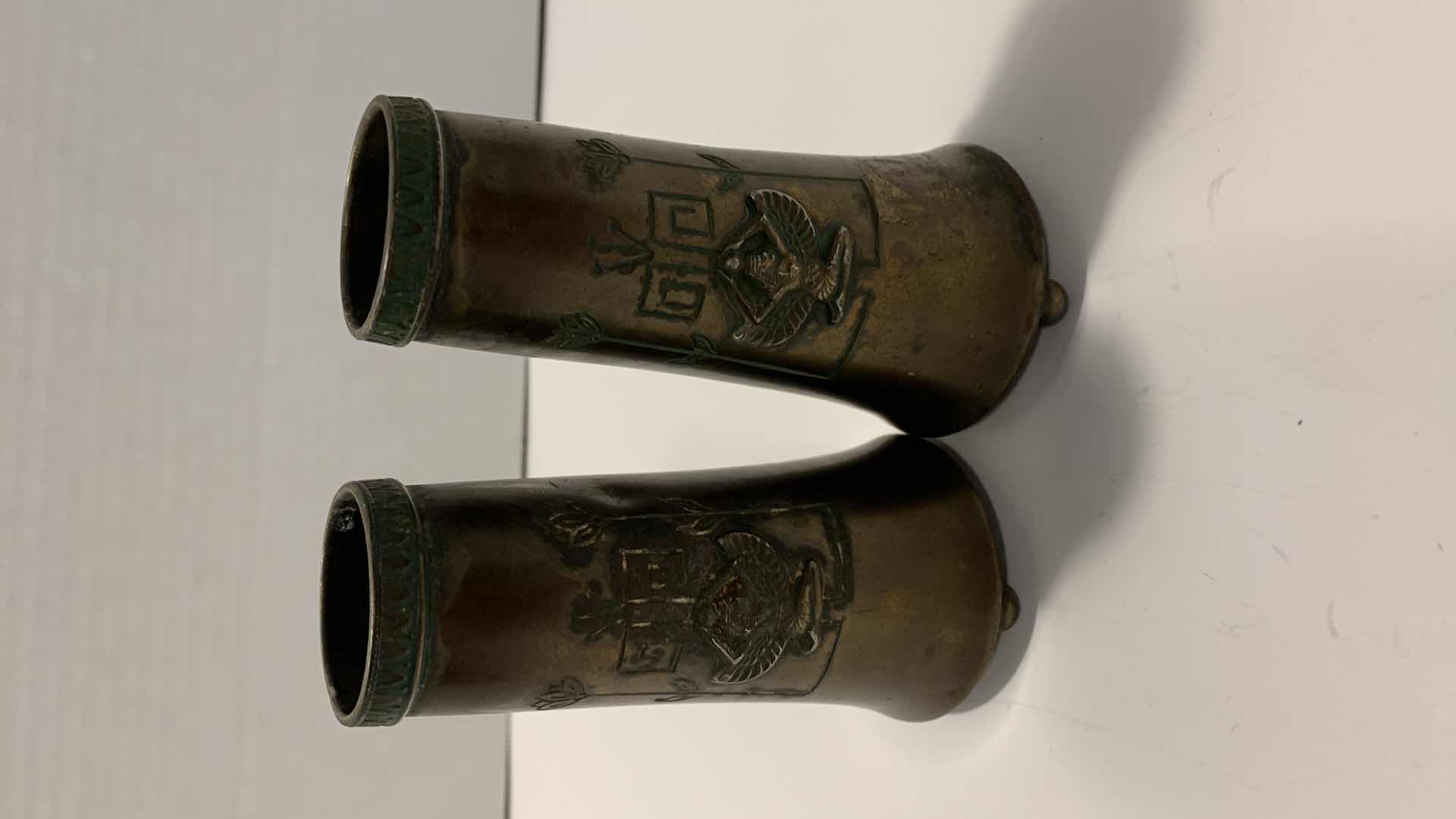 Photo 1 of ANTIQUE EGYPTIAN CANDLE HOLDERS SET OF 2  4.5”TALL