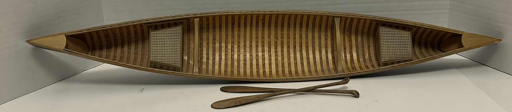 Photo 1 of RARE VINTAGE INDIAN GIRL CANOE SALESMAN MODEL 27” RUSHTON WOOD GREEN OARS