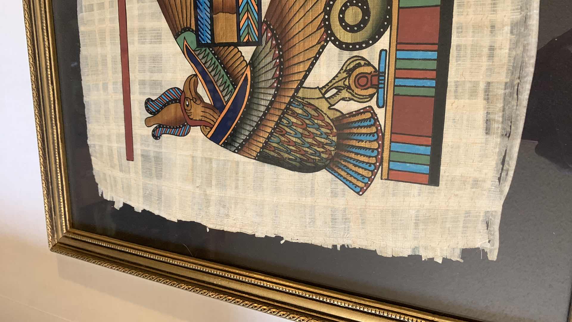 Photo 1 of EGYPTIAN PAPYRUS ORIGINAL “EYE OF HORUS” 21” X 18”