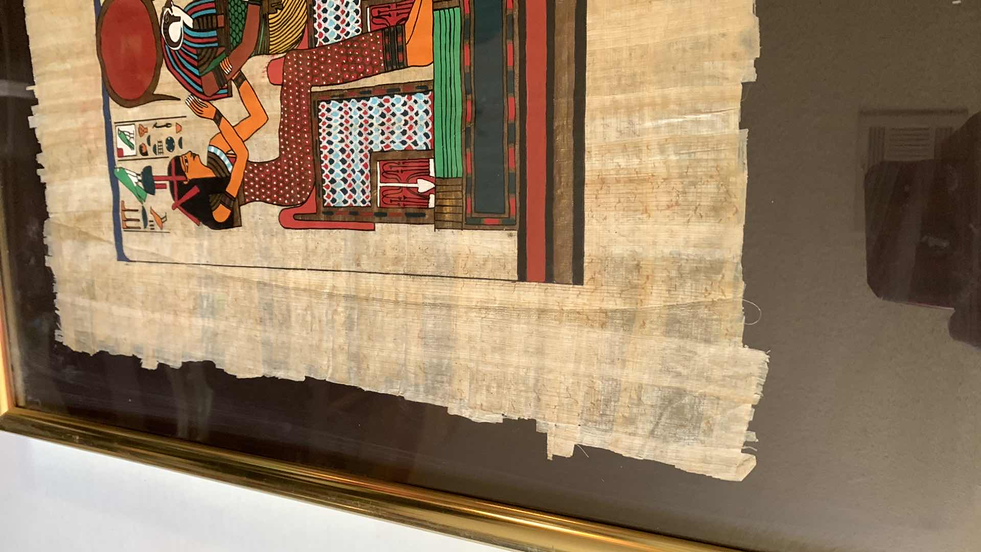 Photo 1 of EGYPTIAN PAPYRUS ORIGINAL “HORUS GROUP HATHOR RA QUEEN NEFERTITI ”28” X 23”