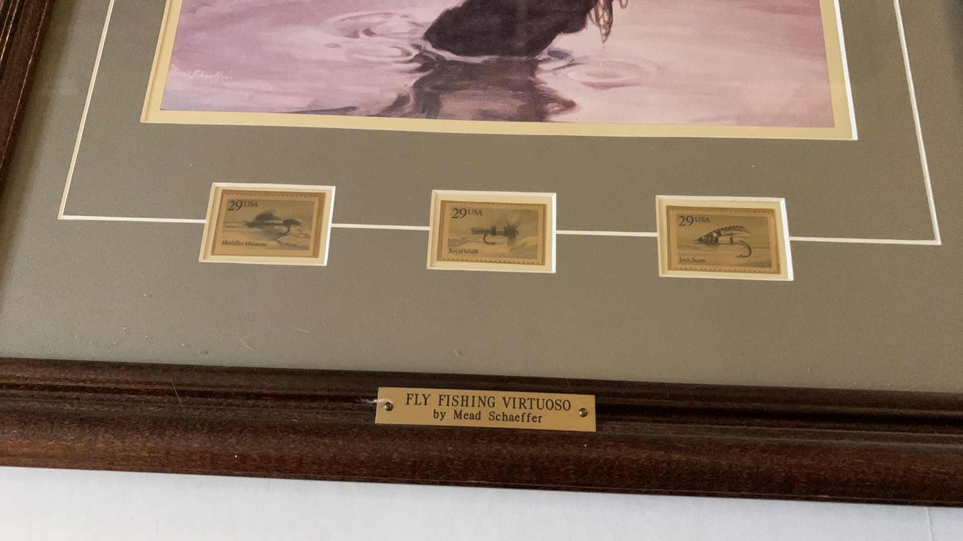 Photo 1 of “THE FISH ARE JUMPING” BY MEAD SCHAEFFER WITH STAMPS 18” X 23”