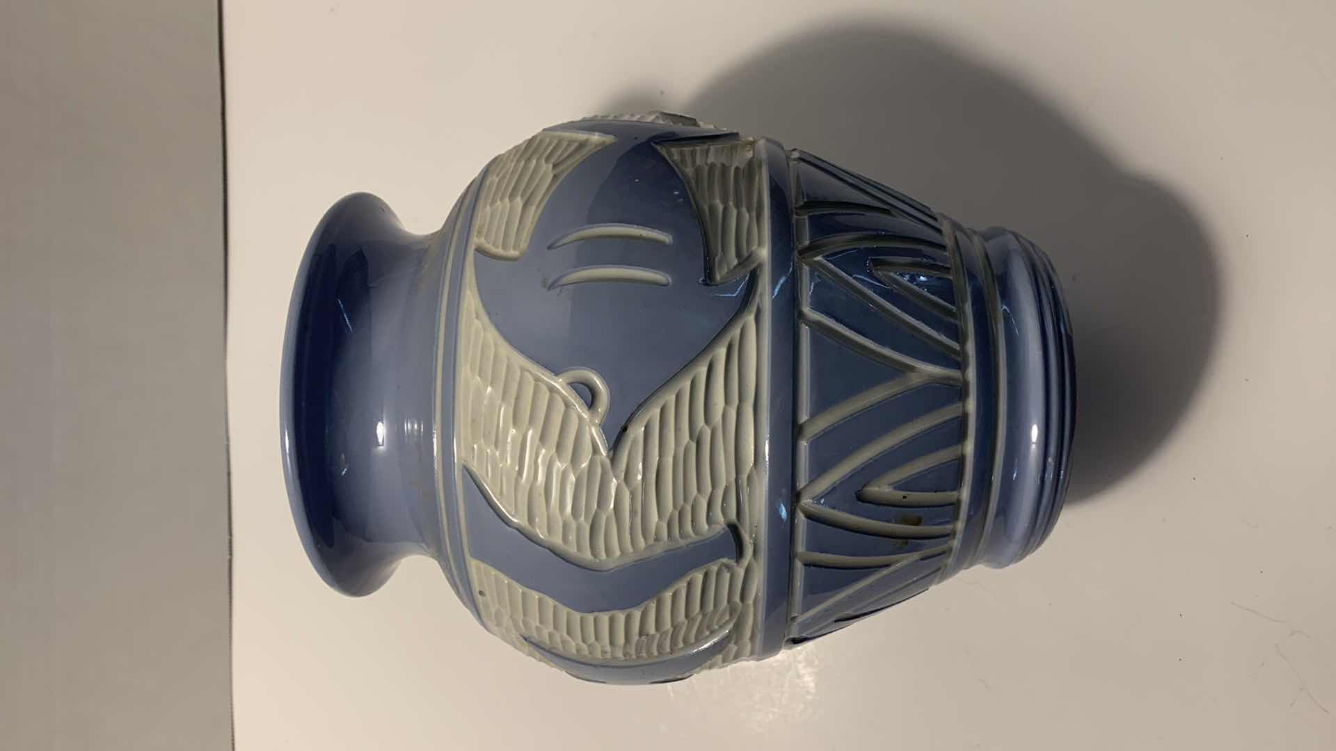 Photo 1 of PASTEL BLUE VASE AQUATIC DESIGN 9” TALL