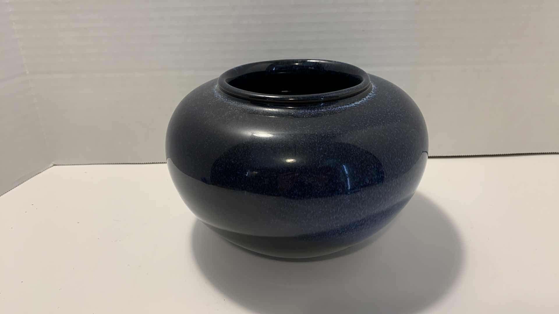 Photo 1 of HANDMADE POTTERY DARK COBALT BLUE ROUND VASE