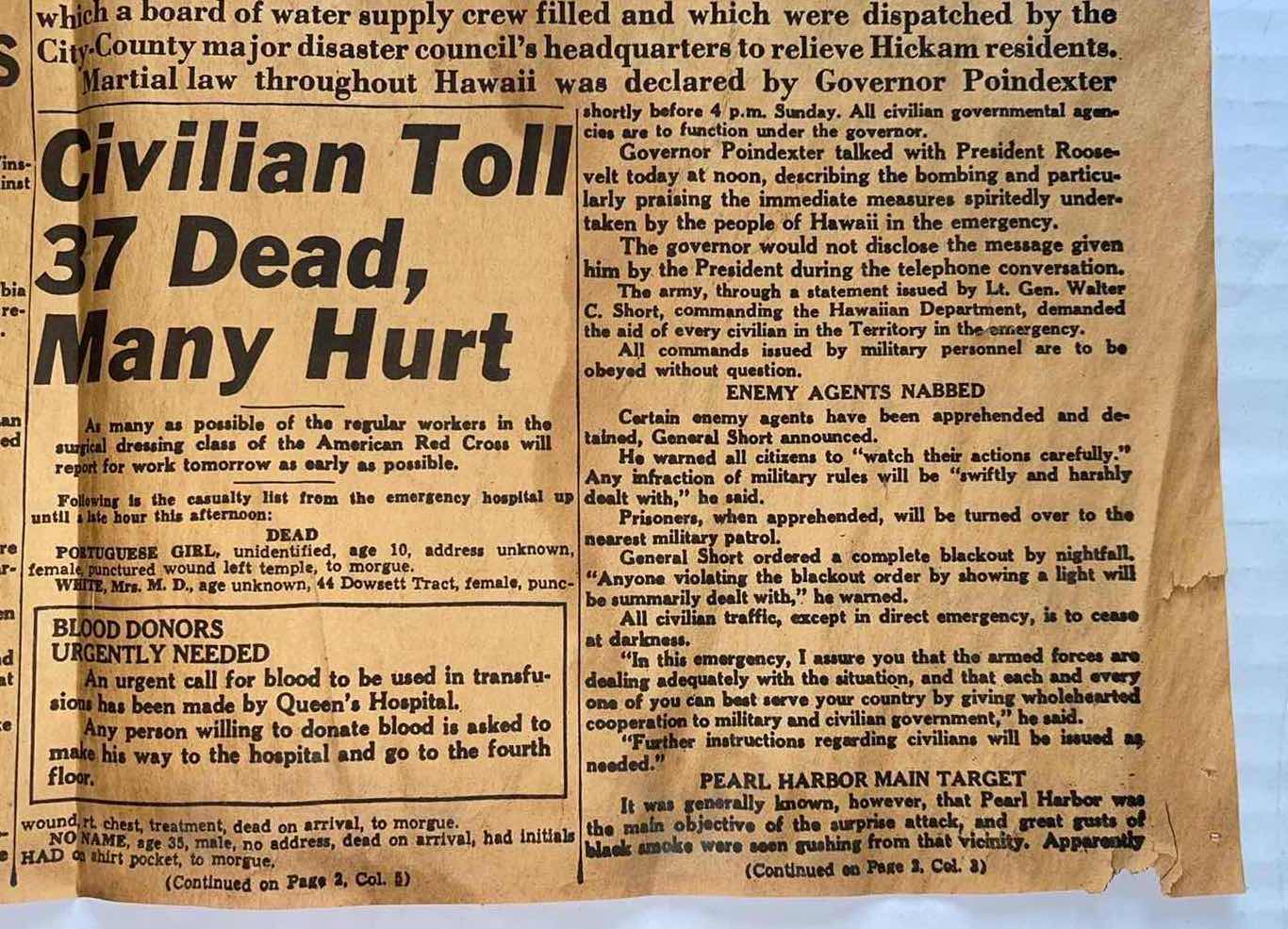 Photo 1 of ANTIQUE THE HONOLULU ADVISOR NEWSPAPER PRINT MONDAY MORNING DECEMBER 8, 1941