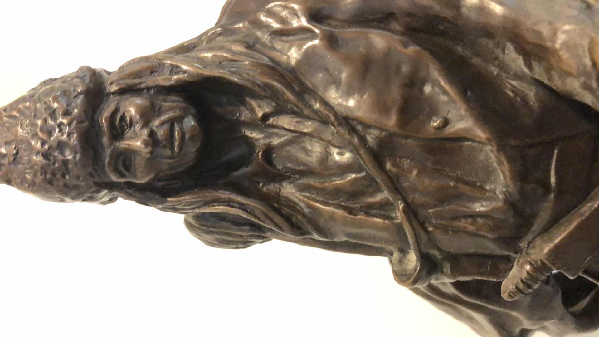 Photo 1 of FREDRICK REMINGTON “MOUNTAIN MAN” SOLID BRASS SCULPTURE ON MARBLE BASE 31" TALL