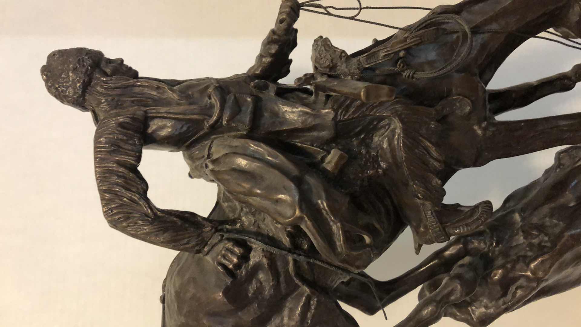 Photo 1 of FREDRICK REMINGTON “MOUNTAIN MAN” SOLID BRASS SCULPTURE ON MARBLE BASE 31" TALL