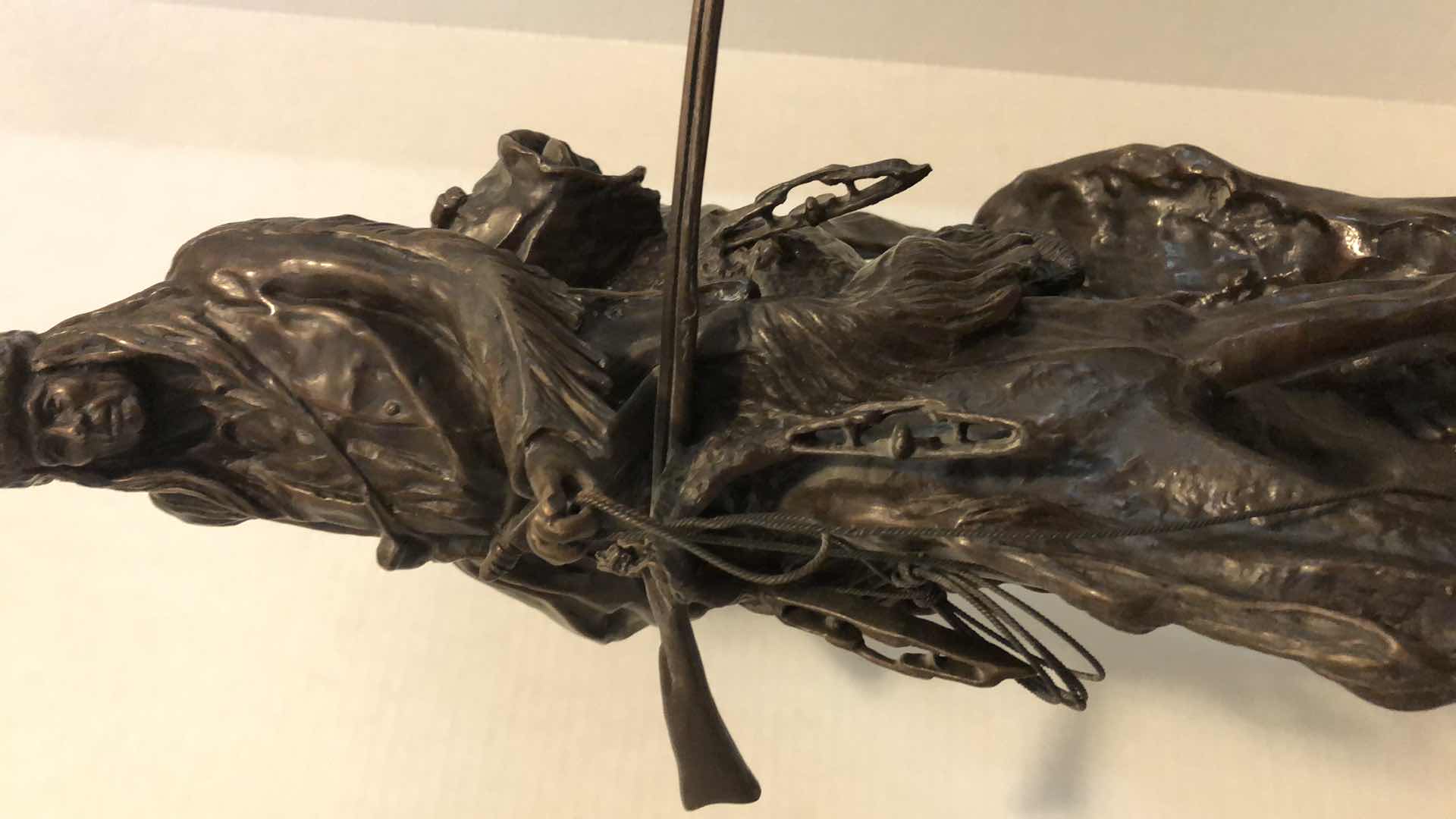 Photo 1 of FREDRICK REMINGTON “MOUNTAIN MAN” SOLID BRASS SCULPTURE ON MARBLE BASE 31" TALL