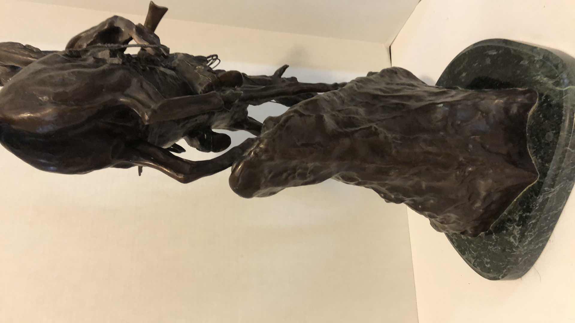 Photo 1 of FREDRICK REMINGTON “MOUNTAIN MAN” SOLID BRASS SCULPTURE ON MARBLE BASE 31" TALL