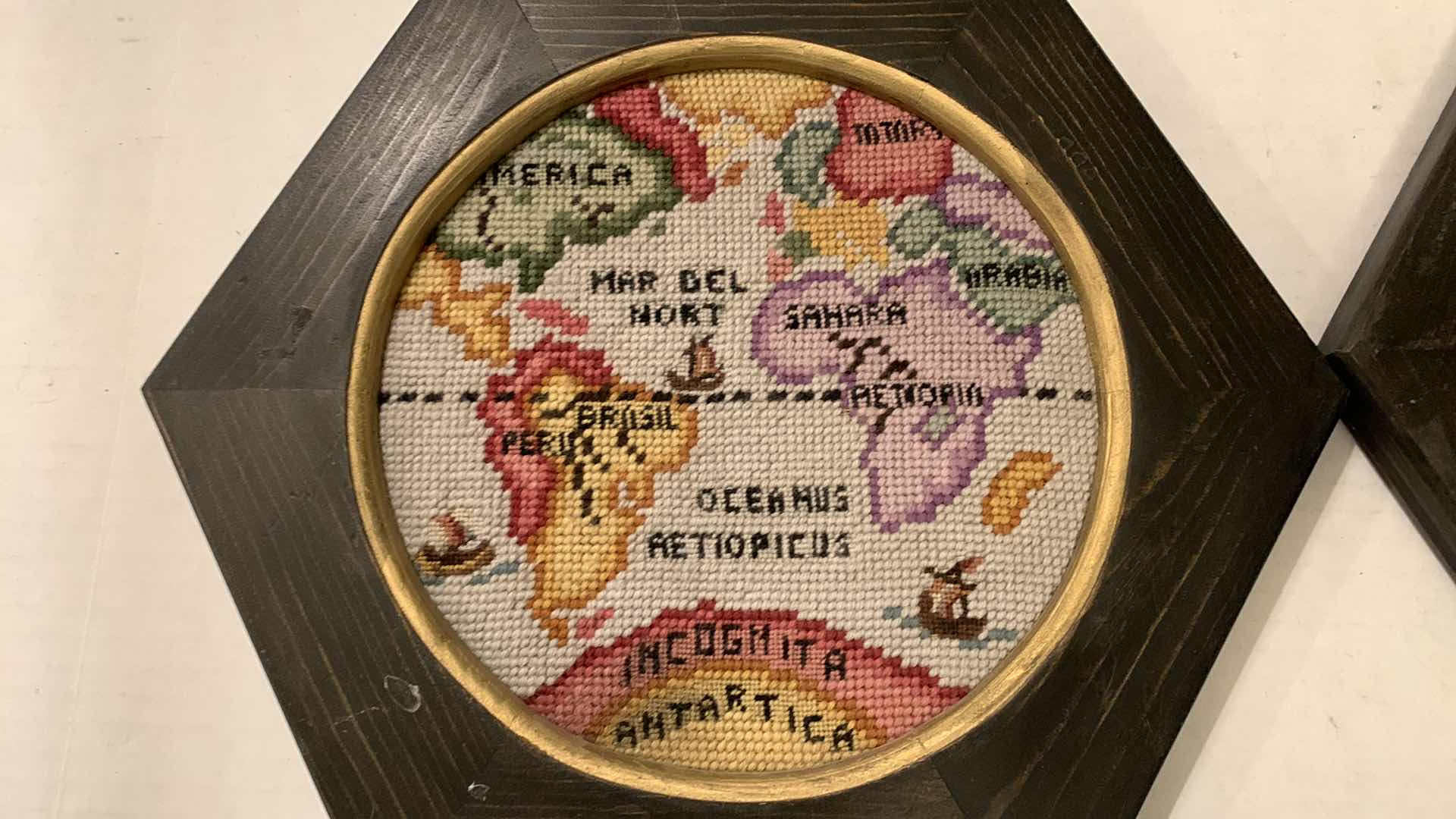 Photo 1 of CROSS STICH WORLD MAP DECOR SET OF 2