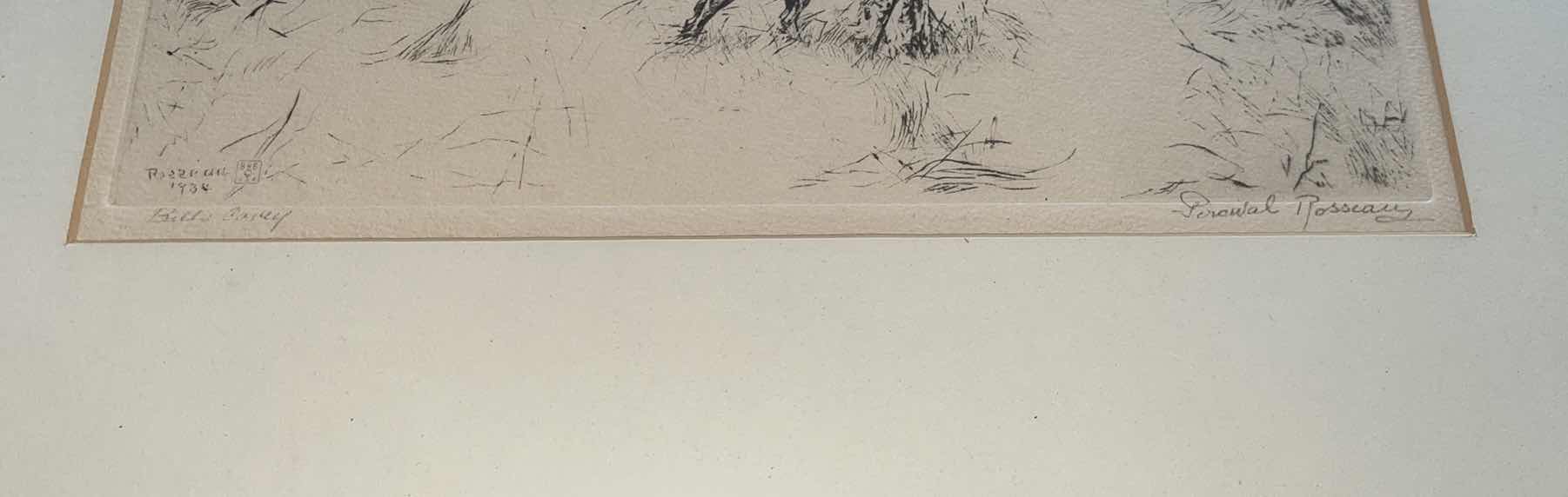 Photo 1 of ANTIQUE PRINT SIGNED PERCIVAL LEONARD ROSSEAU, BILL'S COVEY 1934 17”X14.5”H