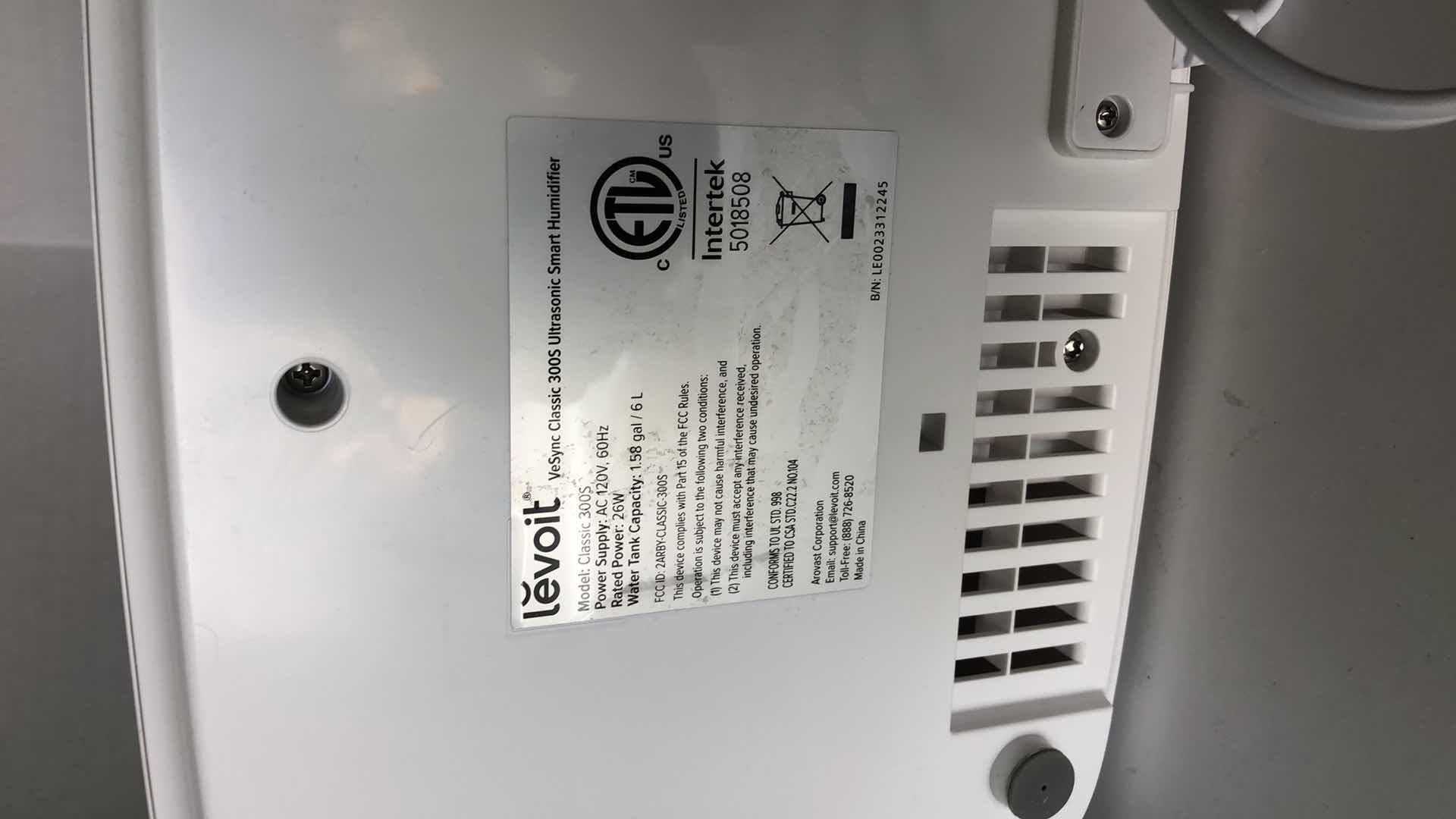 Photo 1 of LEVOIT HUMIDIFIER