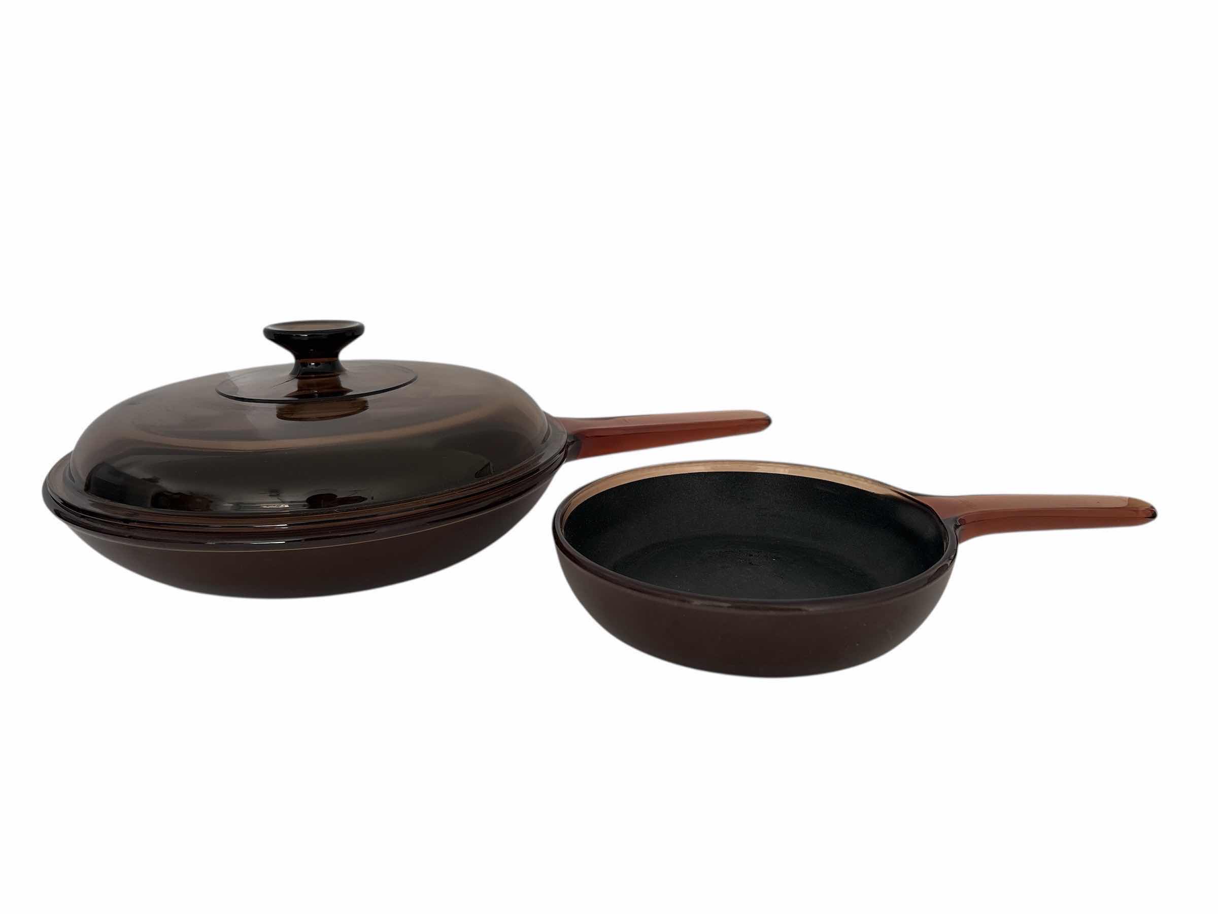 Photo 1 of (2)PCS CORNING VISION AMBER 10” AND 4” SKILLET