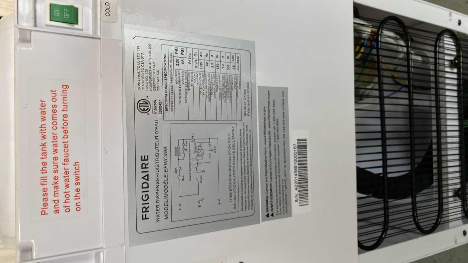 Photo 1 of FRIGIDAIRE WATER COOLER STAND