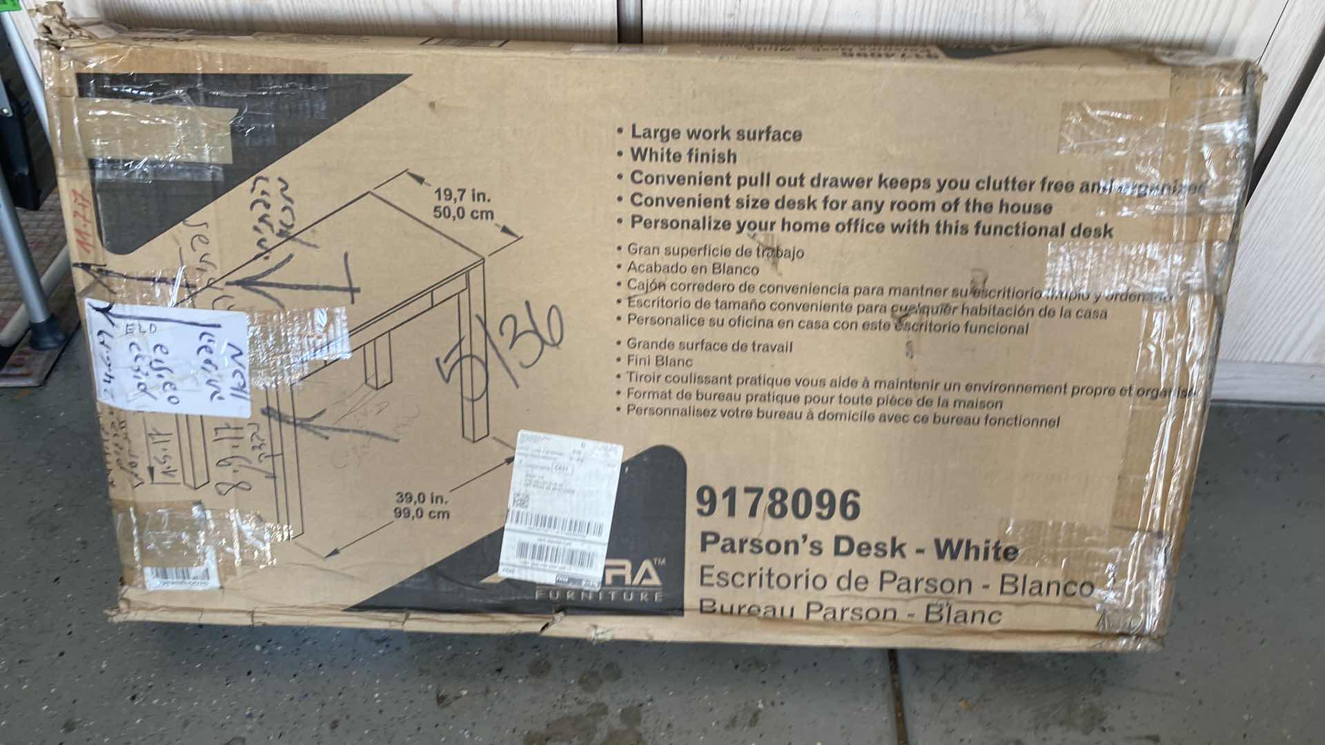 Photo 1 of WHITE PARSONS DESK W DRAWER 39" X 19.5" H30"