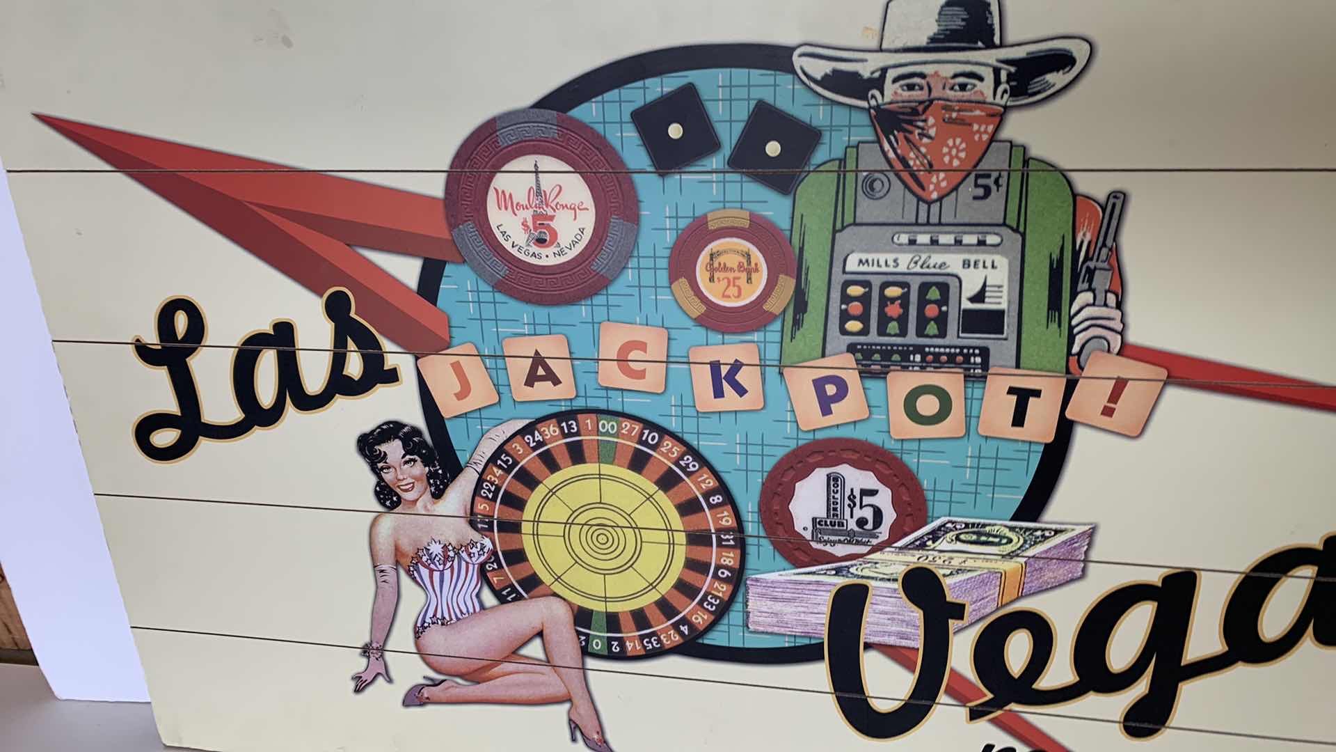 Photo 1 of LAS VEGAS NEVER SLEEPS WOODEN SIGN 37” X 23”