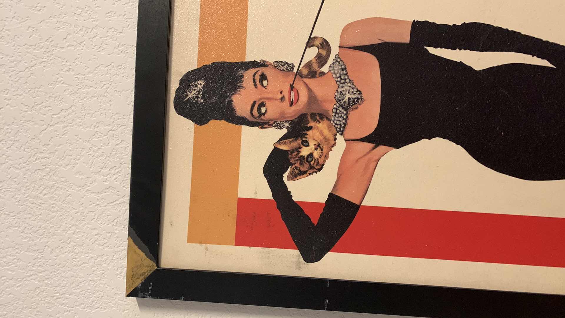 Photo 1 of VINTAGE AUDREY HEPBURN “BREAKFAST AT TIFFANY’S” FRAMED MOVIE PRINT 26” X 38”