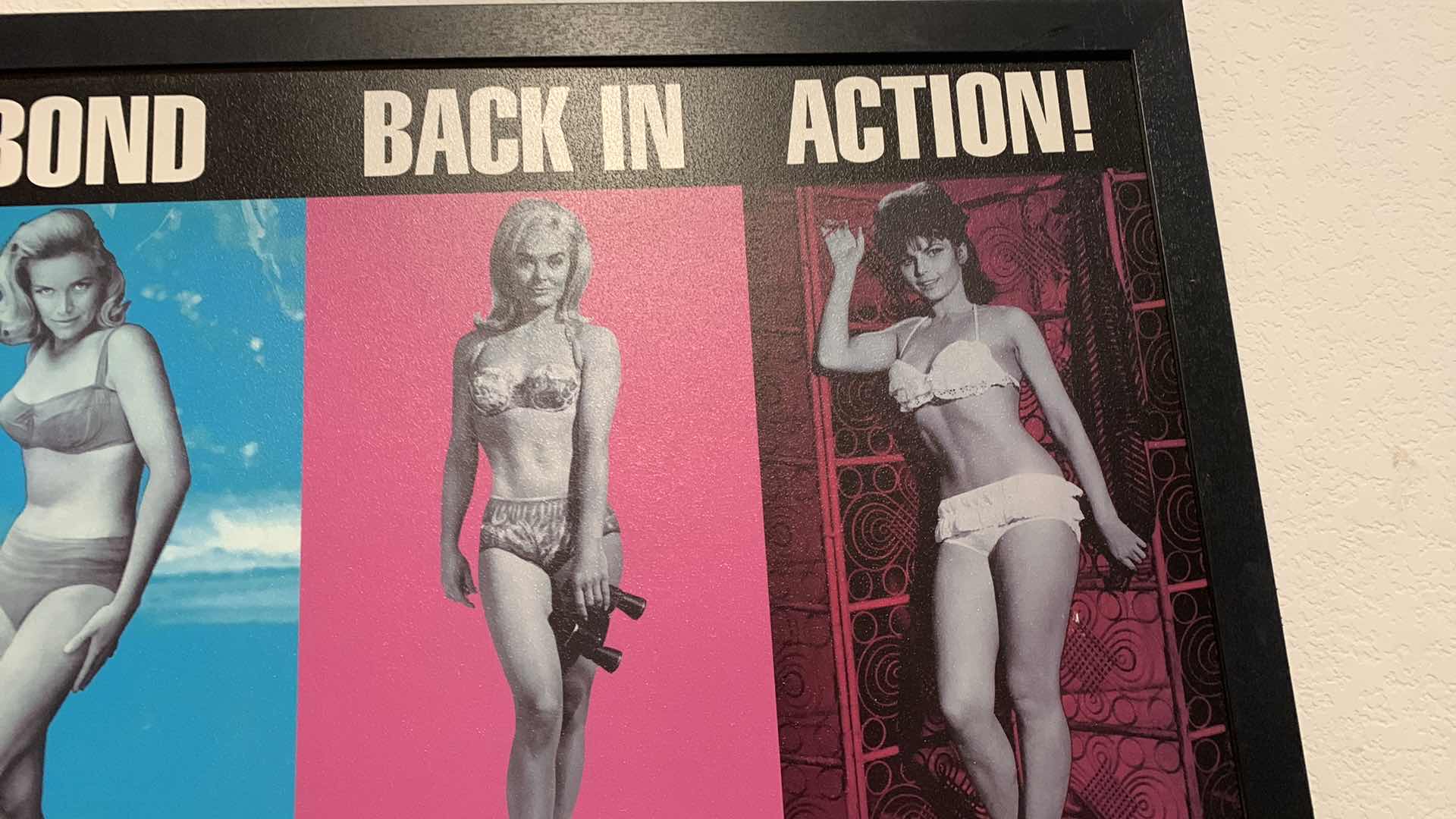 Photo 1 of VINTAGE FRAMED JAMES BOND “GOLDFINGER” MOVIE PRINT 38” X 26”