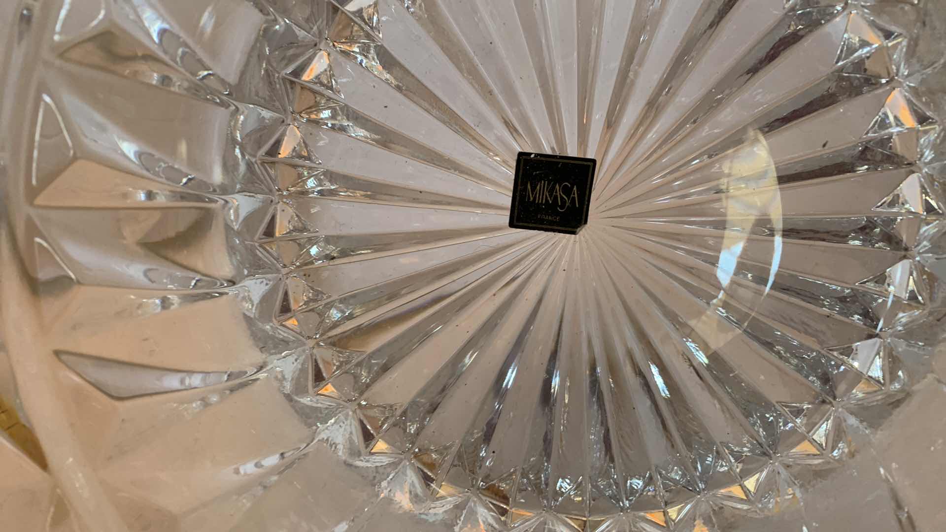 Photo 1 of MIKASA CRYSTAL BOWL 9” X 5” AND SIX WOODEN NAPKIN HOLDERS