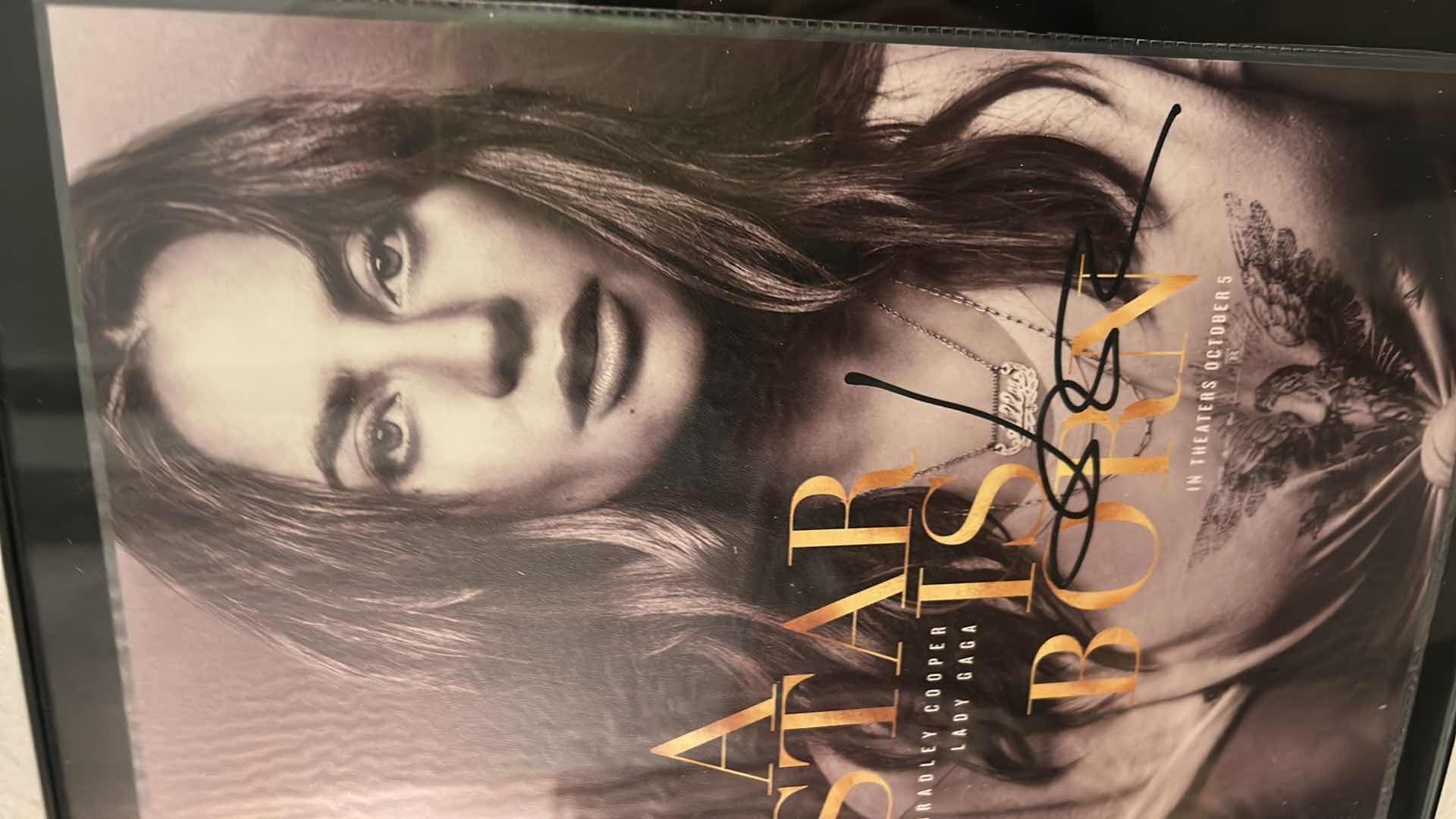 Photo 1 of  “A STAR IS BORN” AUTOGRAPHED PHOTO WITH BRADLEY COOPER AND LADY GAGA ARTWORK FRAMED 10” x 13”