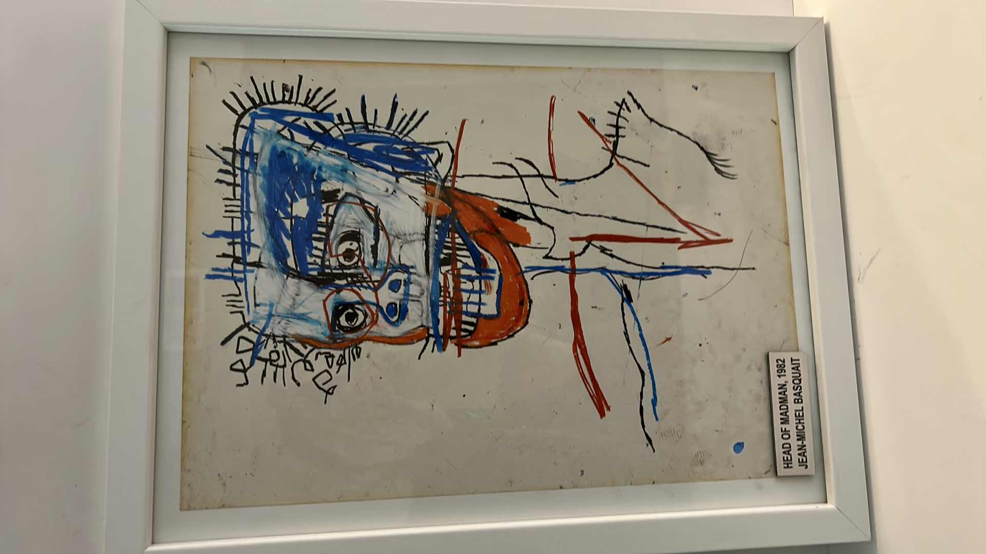 Photo 2 of “ HEAD OF A MADMAN” BY JEAN-MICHEL BASQUAIT ARTWORK FRAMED 13 1/4” x 17 1/4