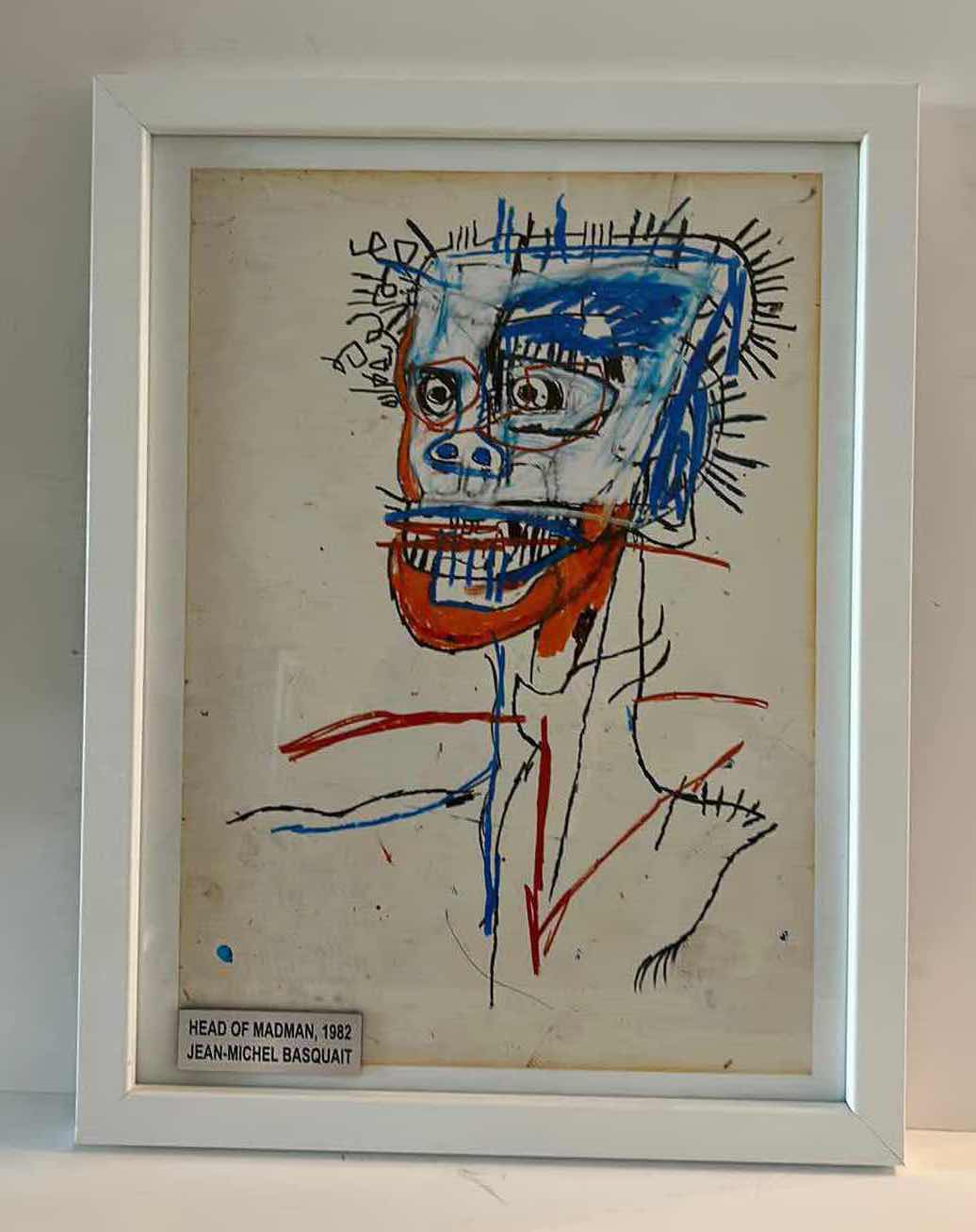 Photo 1 of “ HEAD OF A MADMAN” BY JEAN-MICHEL BASQUAIT ARTWORK FRAMED 13 1/4” x 17 1/4