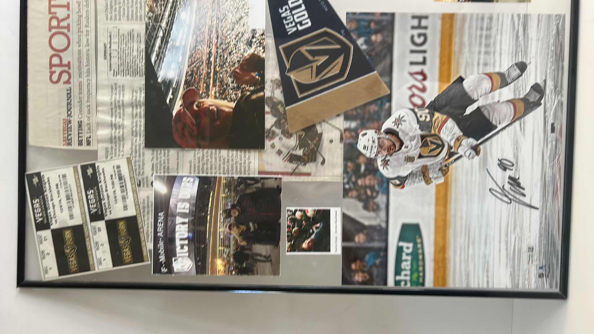 Photo 1 of VEGAS GOLDEN KNIGHTS MEMORABILIA- PLAYER 90 SIGNED PHOTO AND MORE, FRAMED 16” x 20