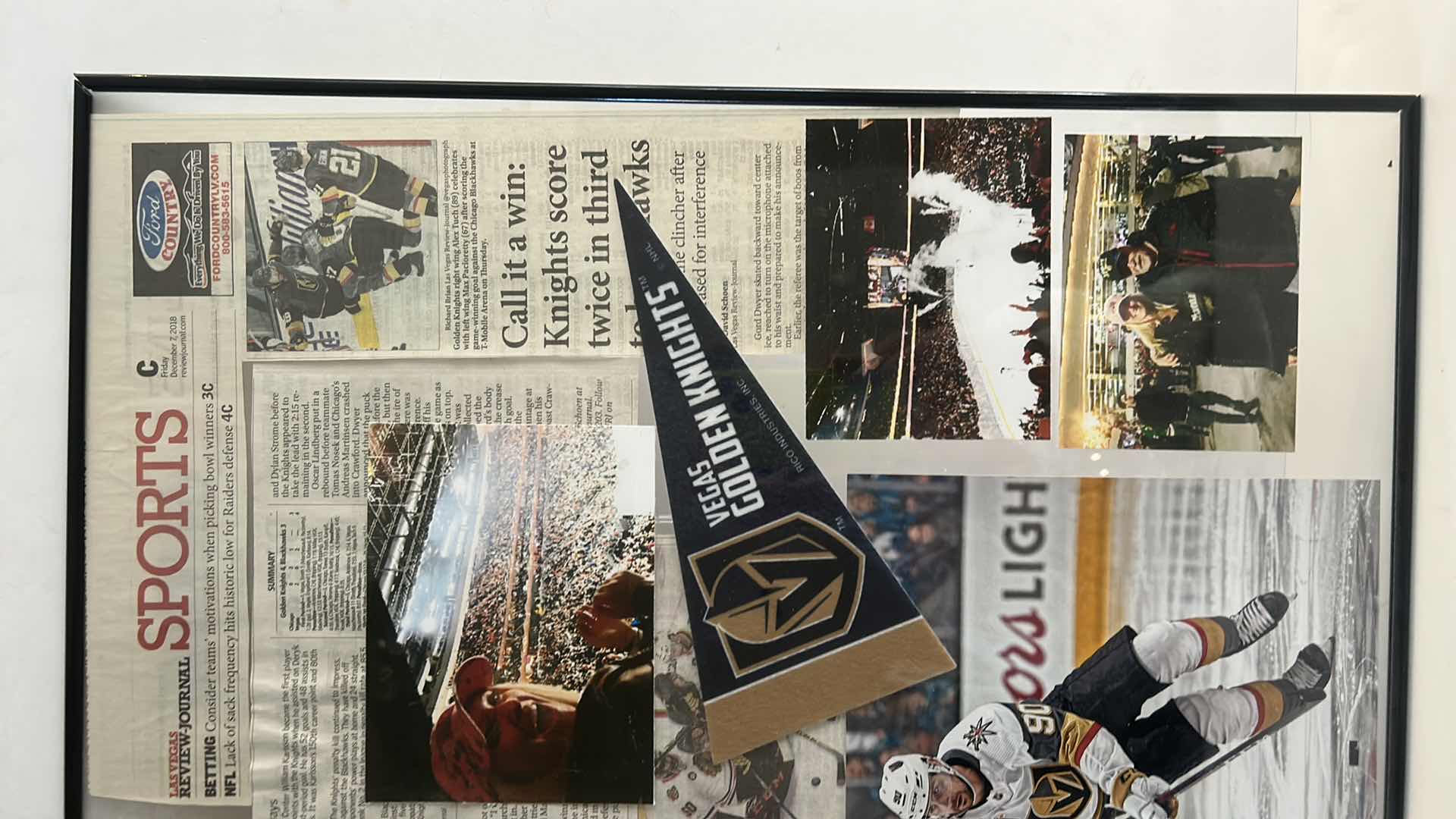 Photo 1 of VEGAS GOLDEN KNIGHTS MEMORABILIA- PLAYER 90 SIGNED PHOTO AND MORE, FRAMED 16” x 20