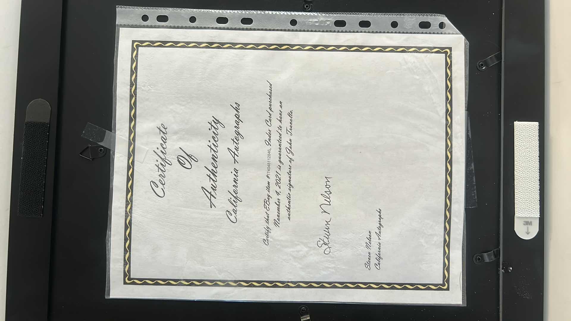 Photo 1 of CELEBRITY AUTOGRAPHED PHOTO, PULP FICTION JOHN TRAVOLTA FRAMED 13 1/2” x 16 1/2 WITH COA