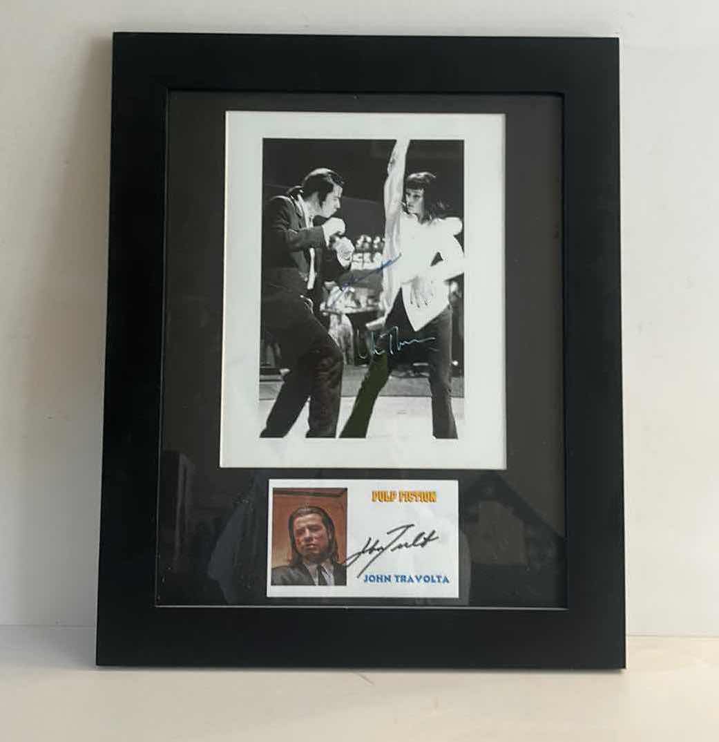 Photo 1 of CELEBRITY AUTOGRAPHED PHOTO, PULP FICTION JOHN TRAVOLTA FRAMED 13 1/2” x 16 1/2 WITH COA