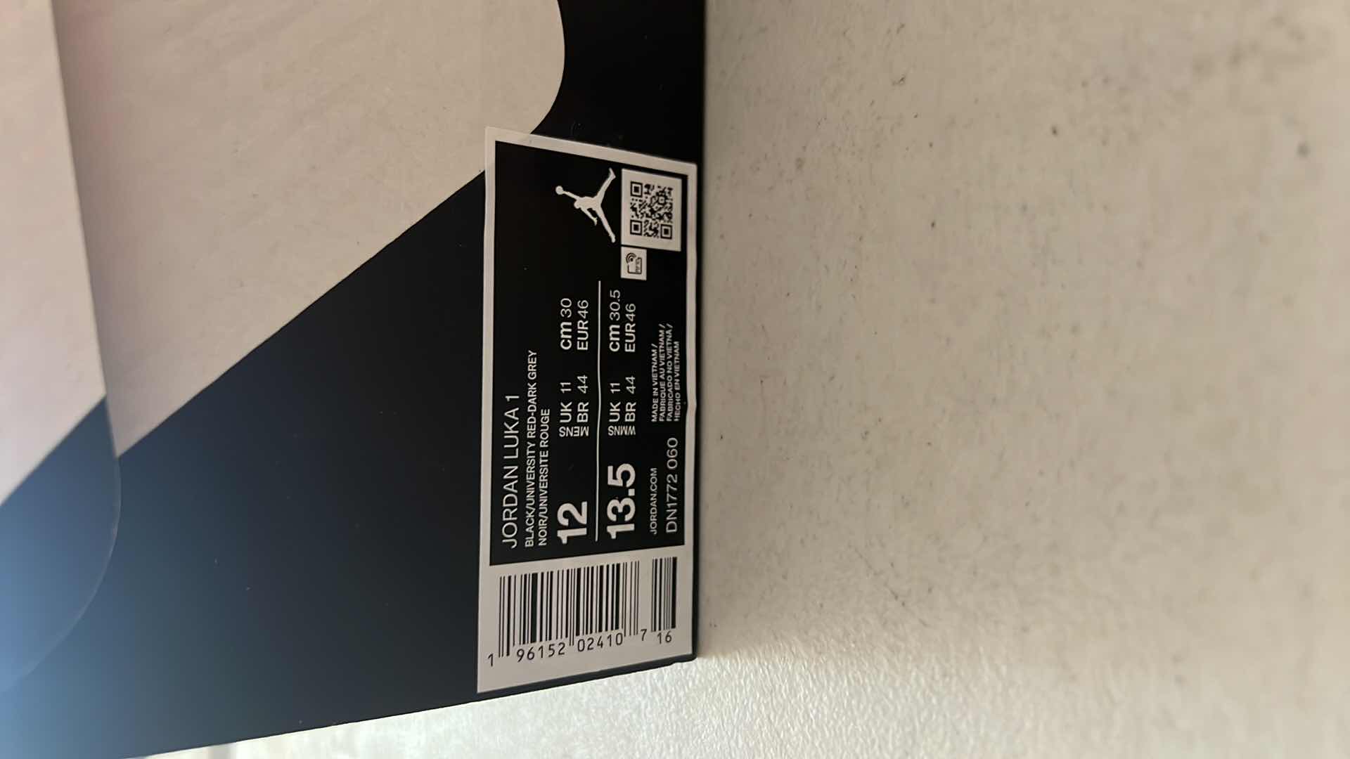 Photo 1 of LIKE NEW JORDAN LUKA 1 BLACK /UNIVERSITY RED-DARK GREY SHOES (SIZE 12)