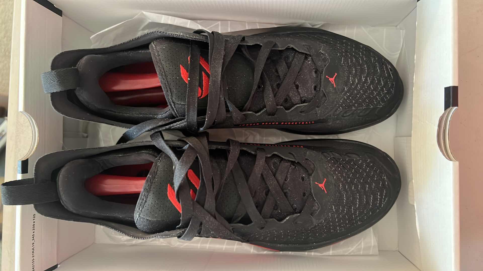Photo 1 of LIKE NEW JORDAN LUKA 1 BLACK /UNIVERSITY RED-DARK GREY SHOES (SIZE 12)