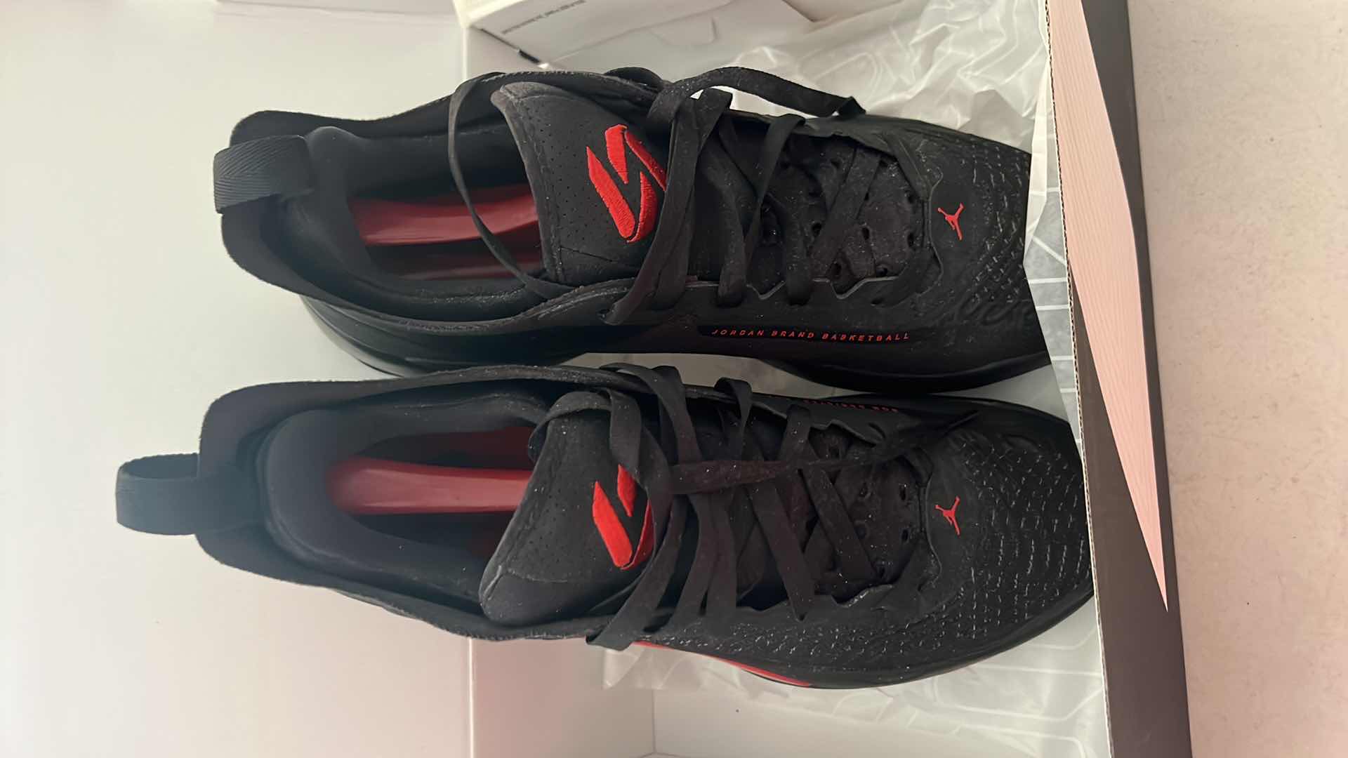Photo 1 of LIKE NEW JORDAN LUKA 1 BLACK /UNIVERSITY RED-DARK GREY SHOES (SIZE 12)