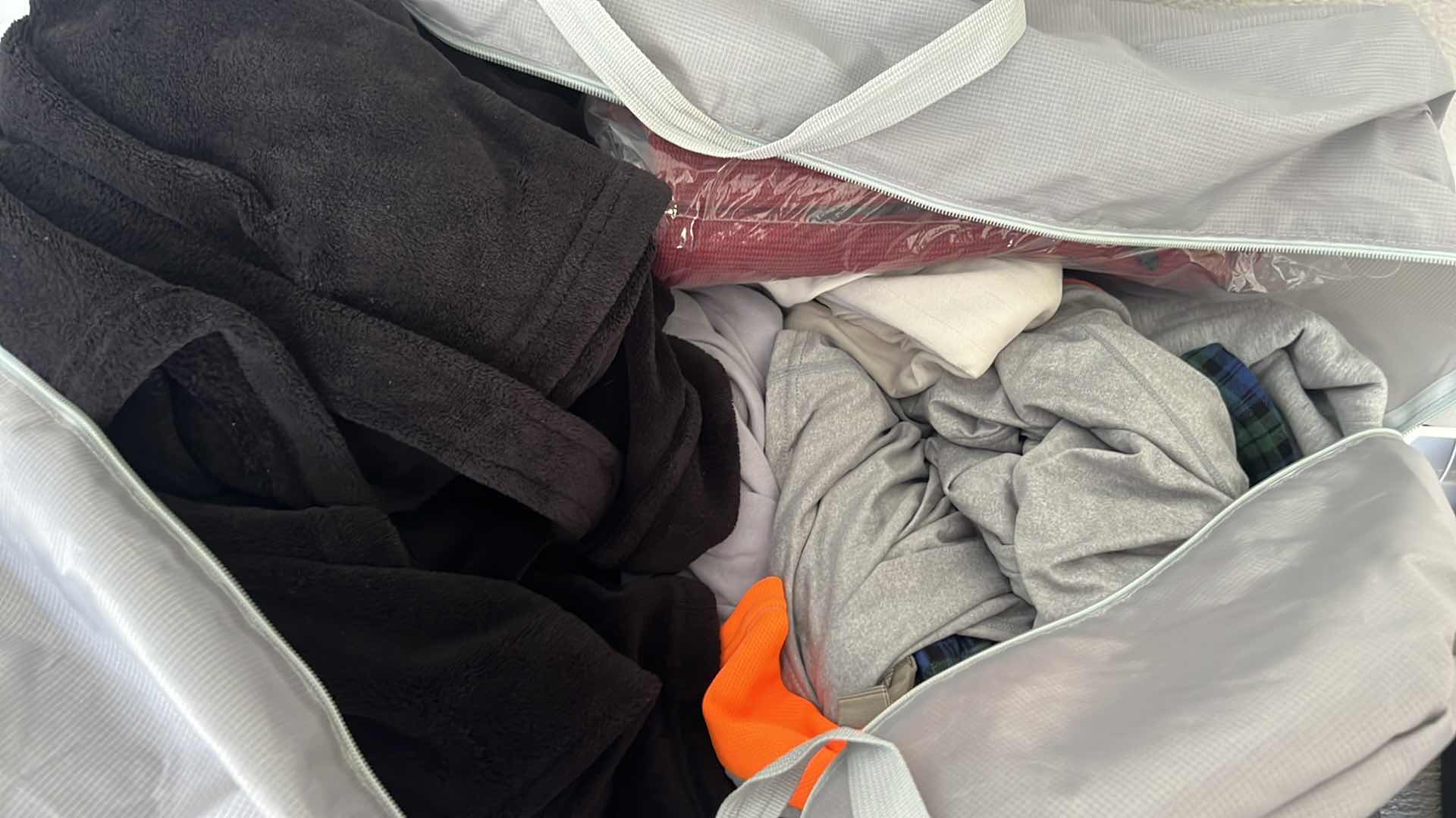 Photo 1 of 2 TOTES W MEN’S CLOTHES- VARIOUS T-SHIRTS & MORE (XL & XXL)   BLACK TOTE NOT INCLUDED