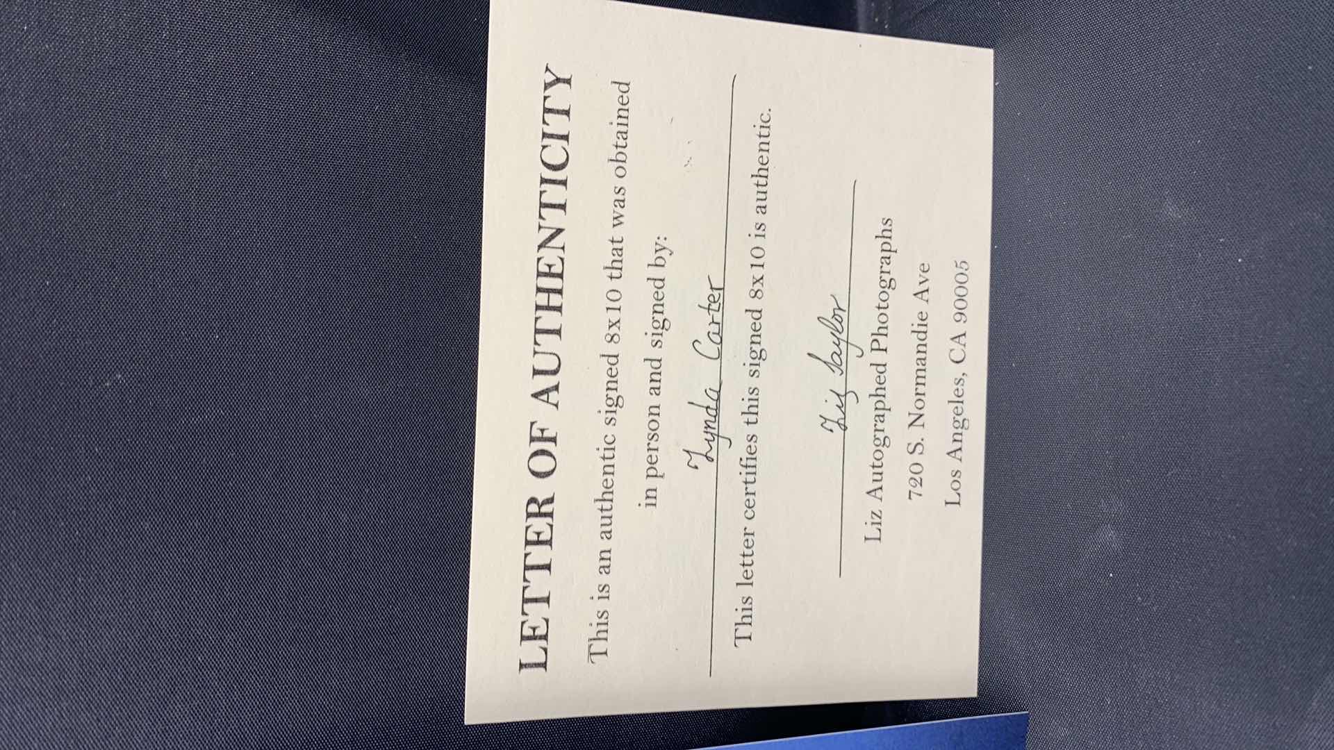 Photo 1 of LYNDA CARTER - SIGNED AUTOGRAPHED PHOTO W LETTER OF AUTHENTICITY 8” X 10”