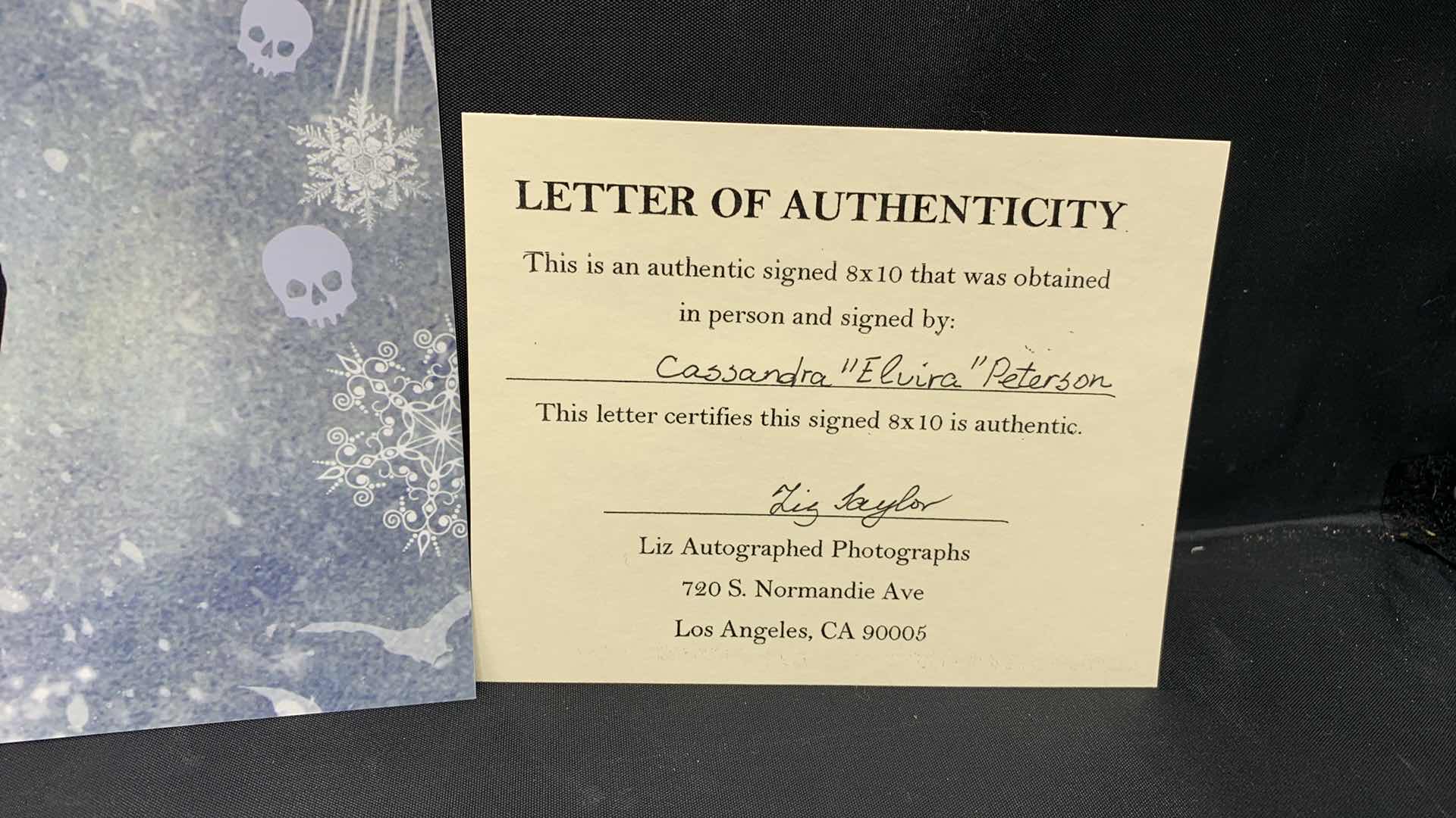 Photo 1 of CASSANDRA ELVIRA PETERSON - SIGNED AUTOGRAPHED PHOTO W LETTER OF AUTHENTICITY 8” X 10”