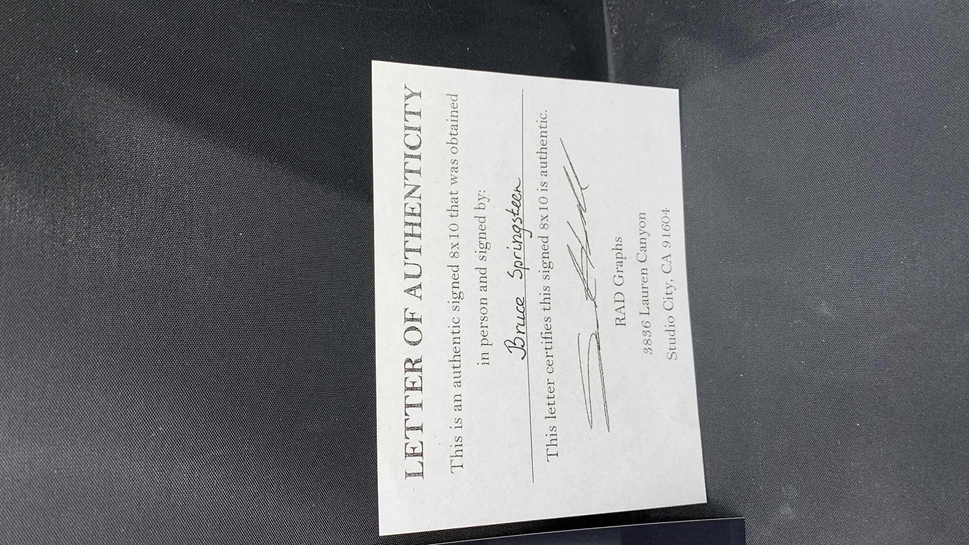 Photo 3 of BRUCE SPRINGSTEEN - SIGNED AUTOGRAPHED PHOTO W LETTER OF AUTHENTICITY 8” X 10”