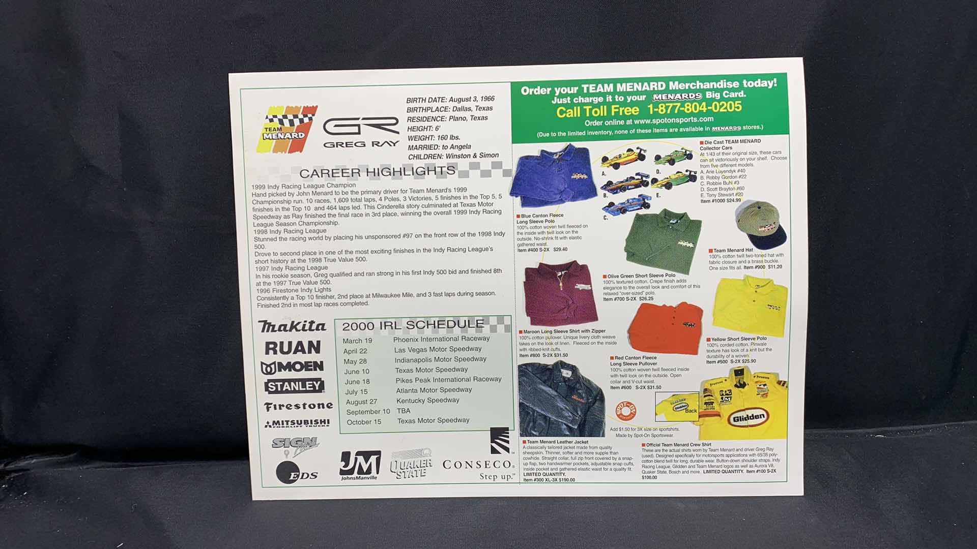 Photo 1 of GREG RAY TONY STEWART AUTOGRAPHED 8” X 10”