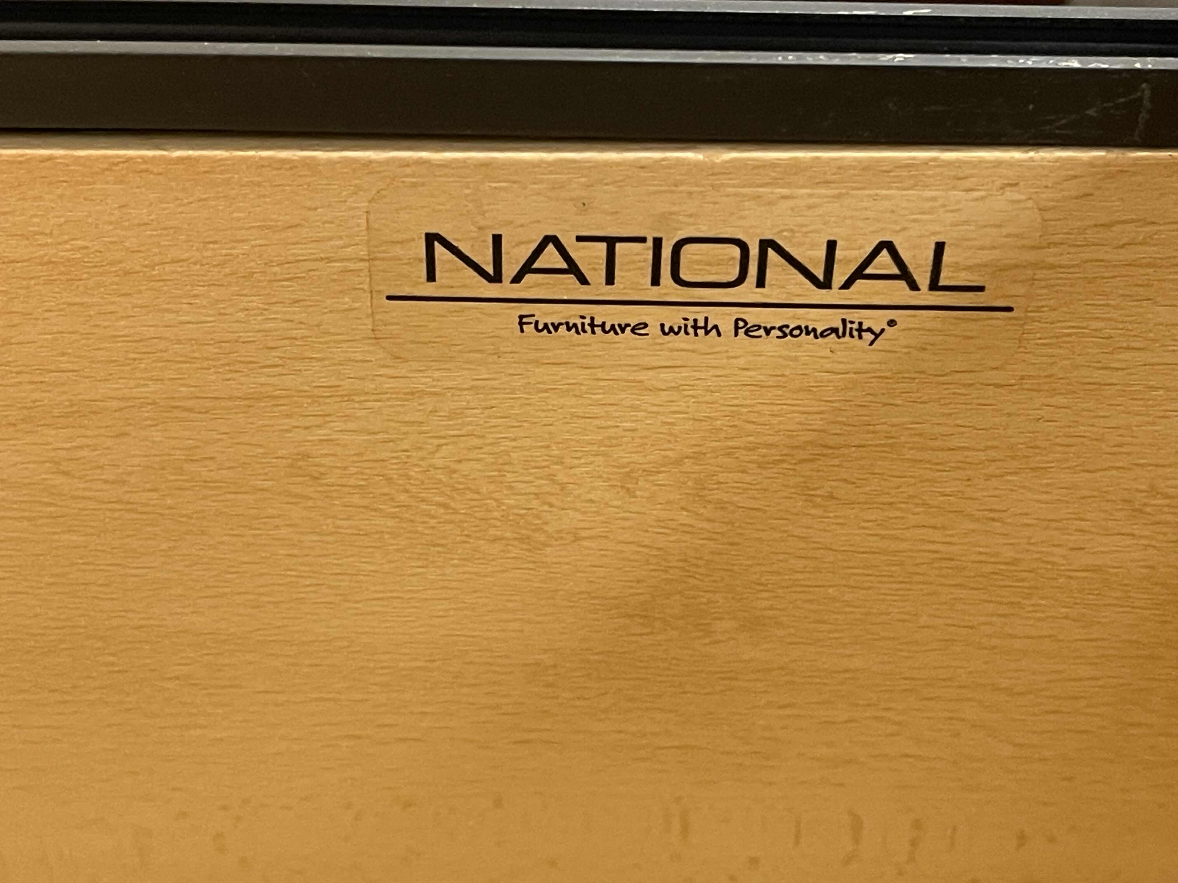 View 5 of NATIONAL TWO DRAWER LOCKING WOODEN VEENER FILE CABINET DARK CHERRY 35.5” X 21 X H29”