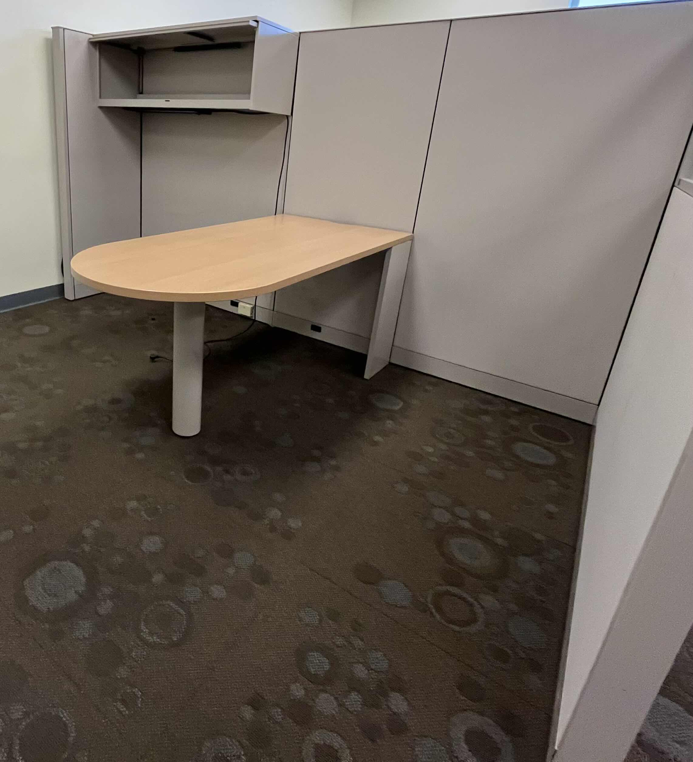 Photo 1 of CUBICLE DUAL OFFICE SET UP W 1 TABLE & 2 WALL CABINETS (OVERALL DIMENSIONS 138” X 122” H66.5”) READ NOTES