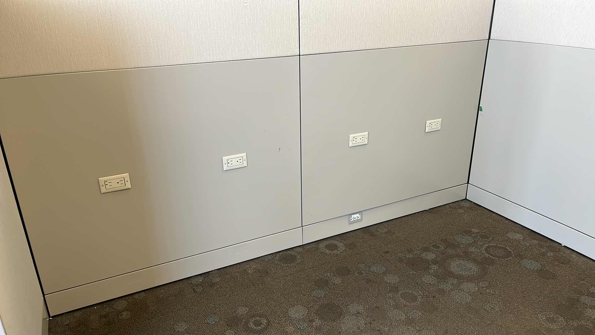 Photo 1 of FROSTED GLASS TOP CUBICLE PANELS W BUILT IN POWER SUPPLY OVERALL DIMENSIONS 172” X 90” H60.25” READ NOTES