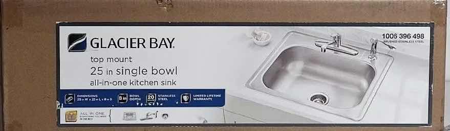 Photo 1 of GLACIER BAY 25” STAINLESS STEEL 20G TOP MOUNT ALL IN ONE KITCHEN SINK 1006396498