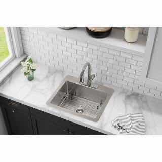 Photo 1 of ELKAY 25” STAINLESS STEEL 18G DUAL MOUNT SINGLE BOWL KITCHEN SINK W ACCESSORIES 1004037895