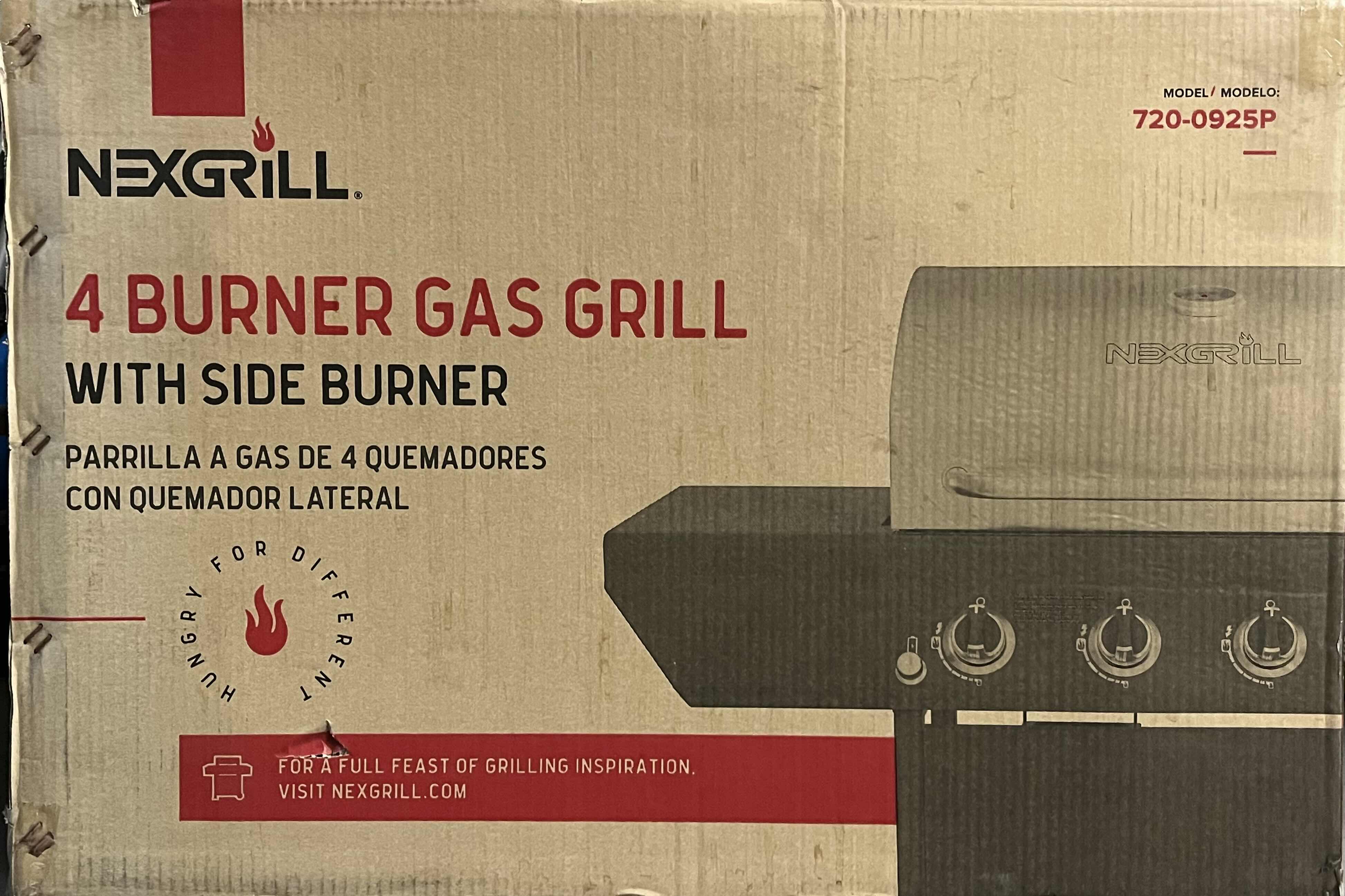 NEXGRILL BLACK & STAINLESS STEEL 4 BURNER PROPANE GAS BBQ GRILL W SIDE BURNER MODEL 7200925P