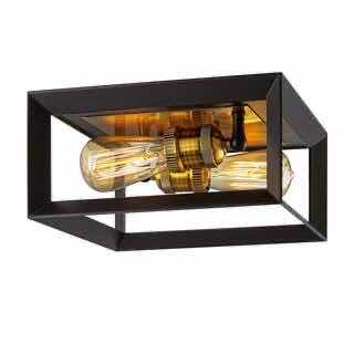 Photo 1 of HOME DECORATORS COLLECTION ANTIQUE BRASS SOCKETS & BLACK FRAME WALDEN FORGE 2-LIGHT FLUSH MOUNT CEILING LIGHT 1002 438 244