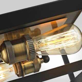 Photo 1 of HOME DECORATORS COLLECTION ANTIQUE BRASS SOCKETS & BLACK FRAME WALDEN FORGE 2-LIGHT FLUSH MOUNT CEILING LIGHT 1002 438 244