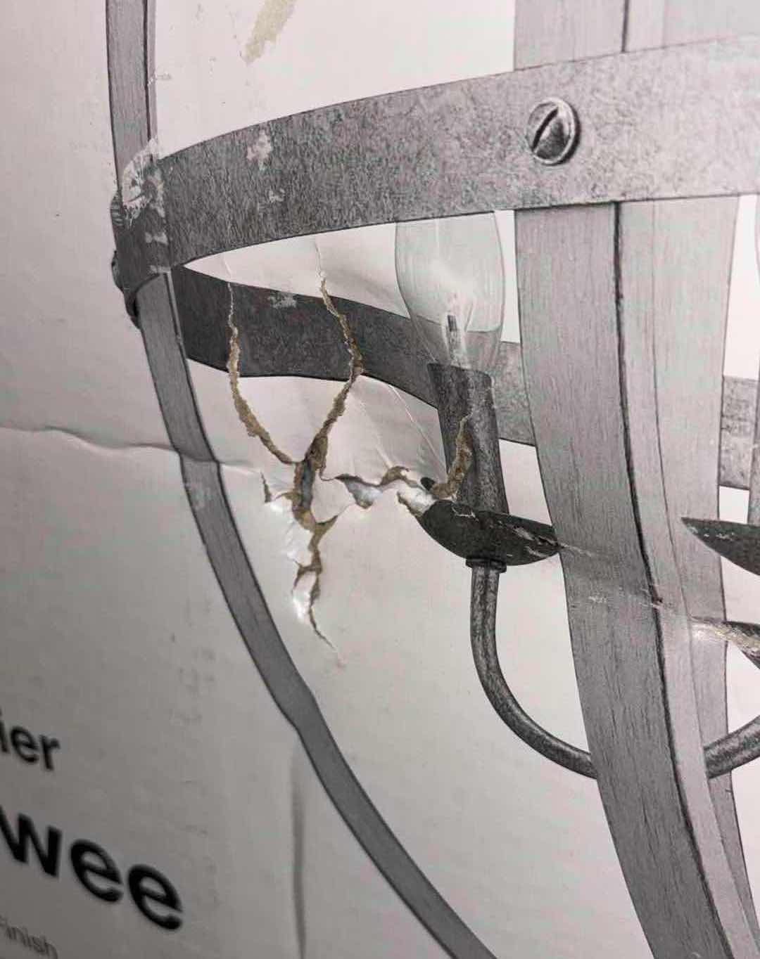 Photo 1 of HOME DECORATORS COLLECTION GALVANIZED FINISH & ANTIQUE WHITE WOOD ACCENTS KEOWEE 6-LIGHT CHANDELIER 1005 910 695