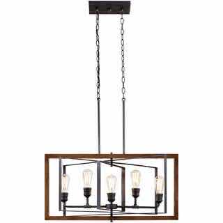 Photo 1 of HOME DECORATORS COLLECTION GILDED IRON FINISH & WOOD ACCENTS PALERMO GROVE 5-LIGHT CHANDELIER 1001 715 485